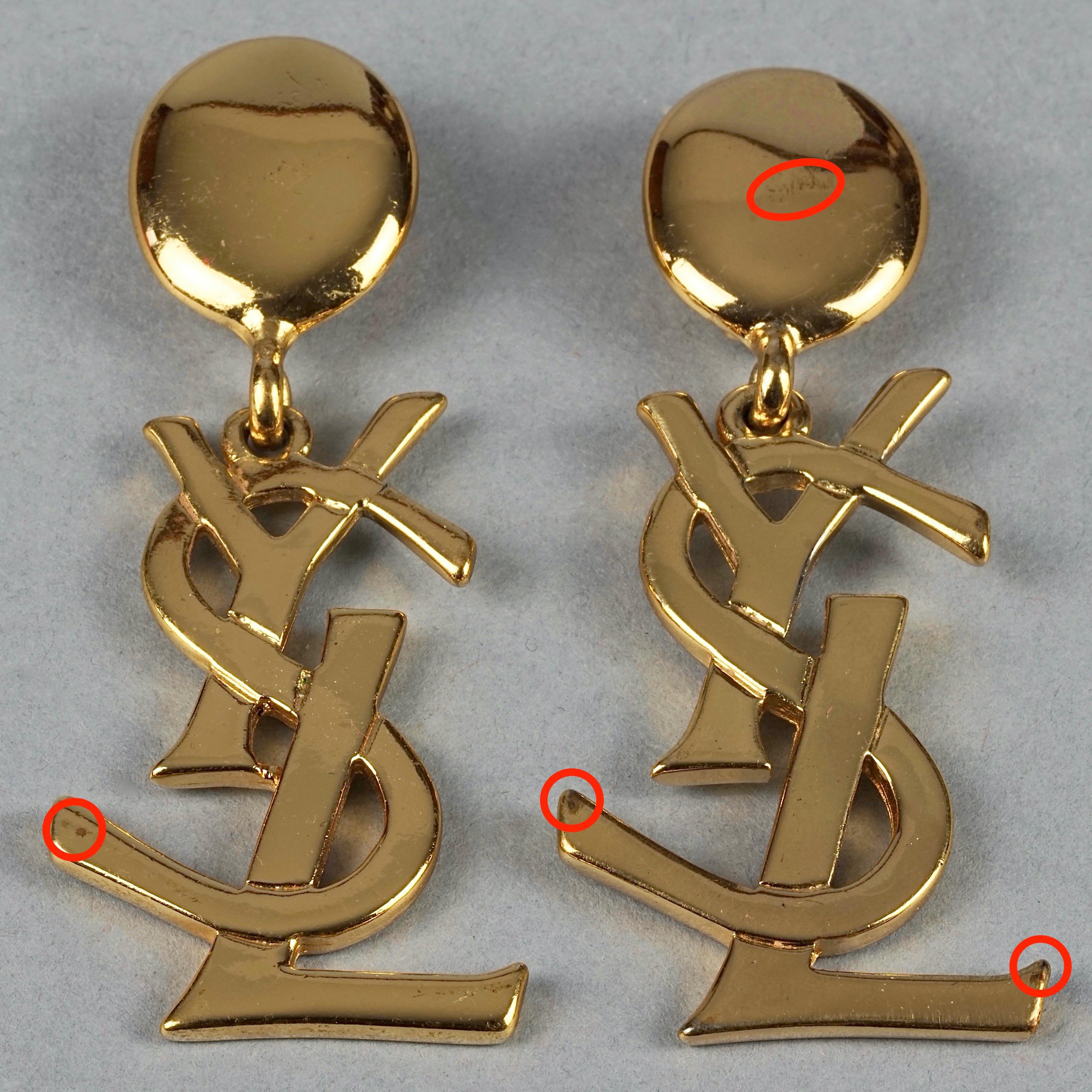 Vintage YVES SAINT LAURENT Ysl Iconic Logo Drop Earrings - Sex and The City 4