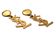 Vintage YVES SAINT LAURENT Ysl Iconic Logo Drop Earrings - Sex and The City