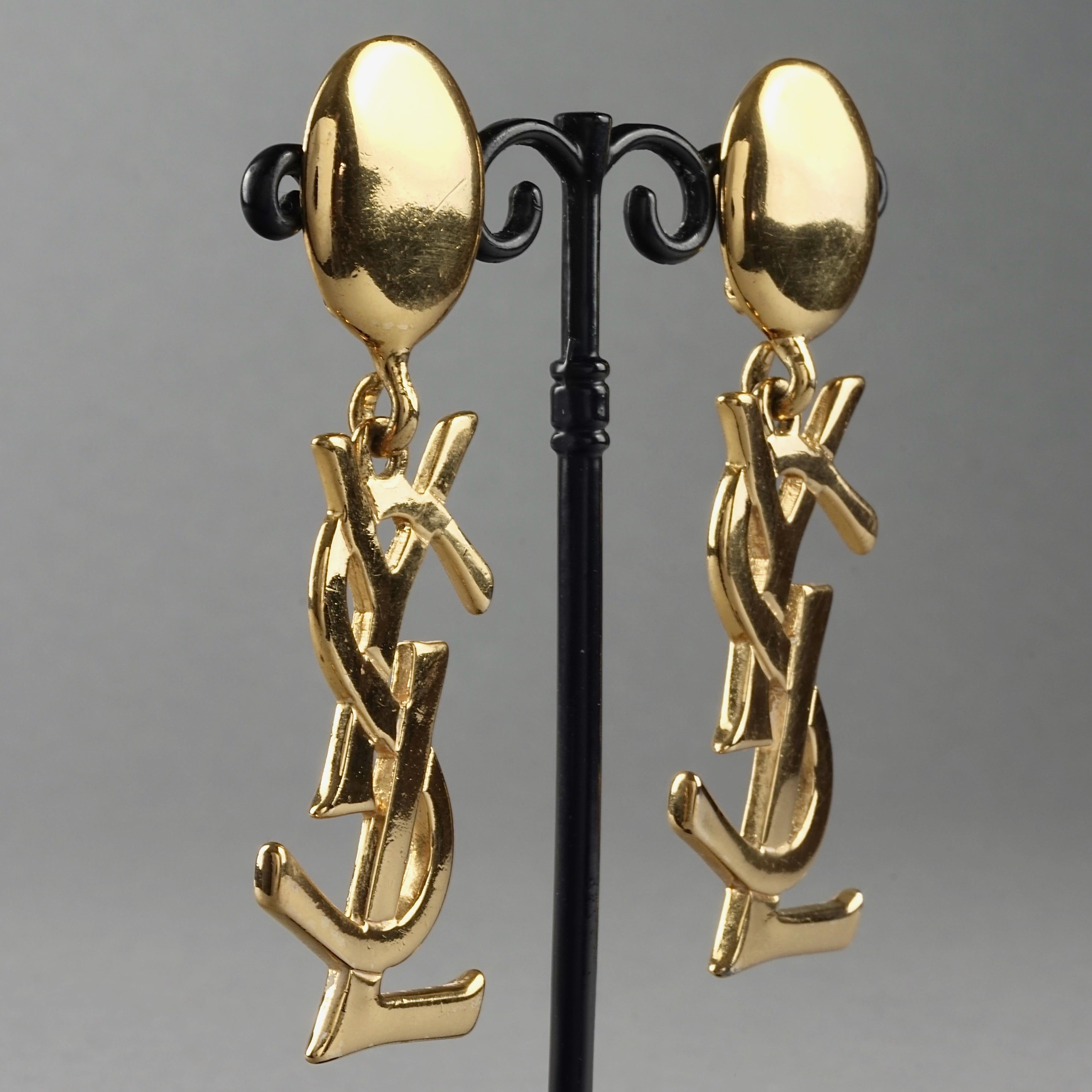 Women's Vintage YVES SAINT LAURENT Ysl Iconic Logo Drop Earrings - Sex and The City