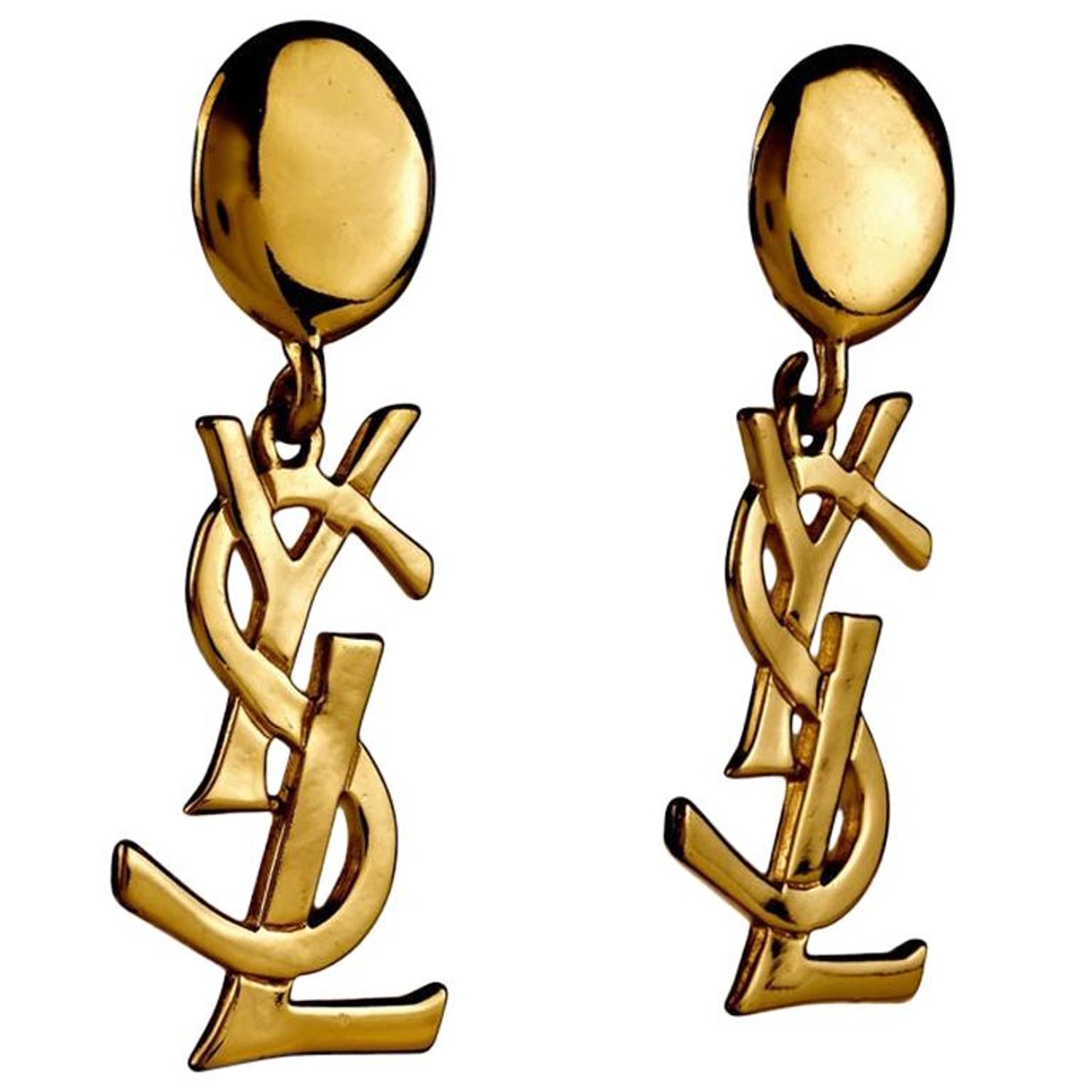 Vintage YVES SAINT LAURENT Ysl Iconic Logo Drop Earrings - Sex and The City  at 1stDibs | ysl earrings, ysl gold earrings, ysl earrings logo