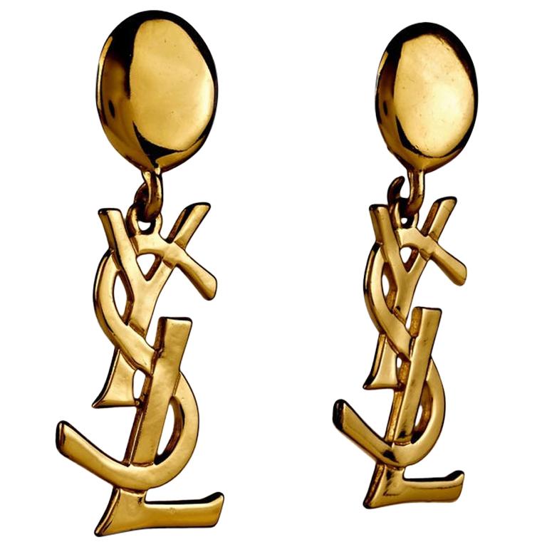 Gold ysl earrings clearance