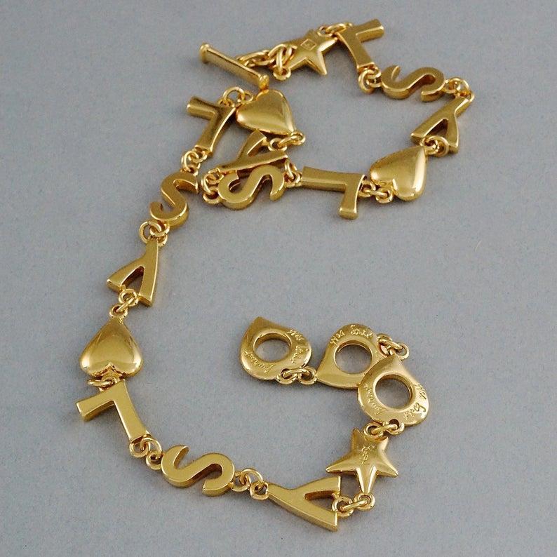 Women's Vintage YVES SAINT LAURENT Ysl Initial Logo Heart Star Necklace