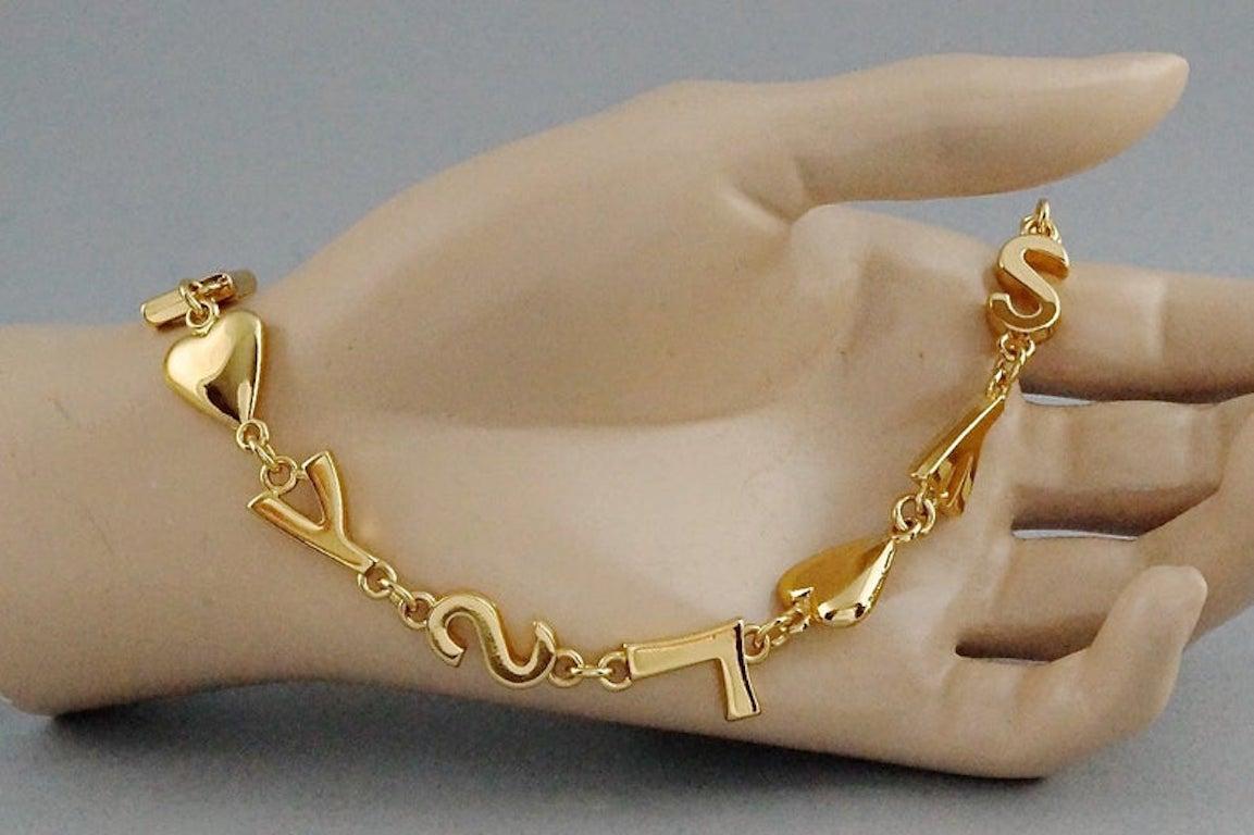 Vintage YVES SAINT LAURENT Ysl Initial Logo Heart Star Necklace 1