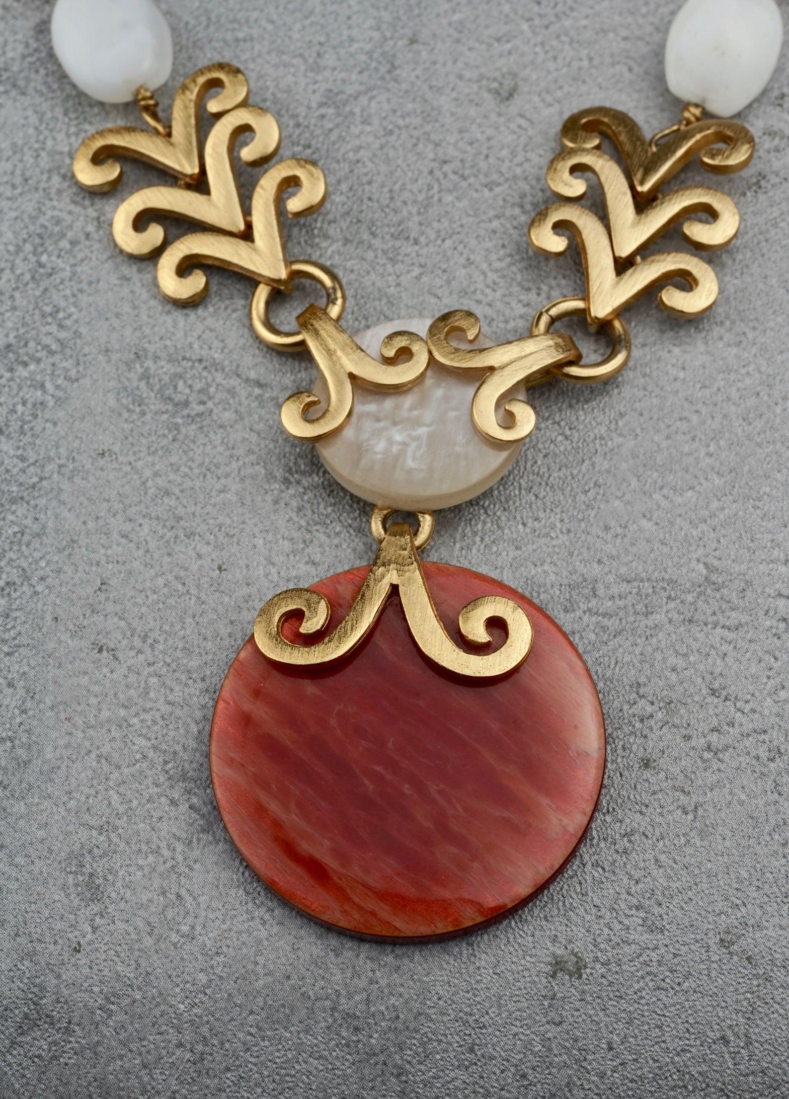 Vintage YVES SAINT LAURENT Ysl Intricate Medallion Necklace For Sale 1
