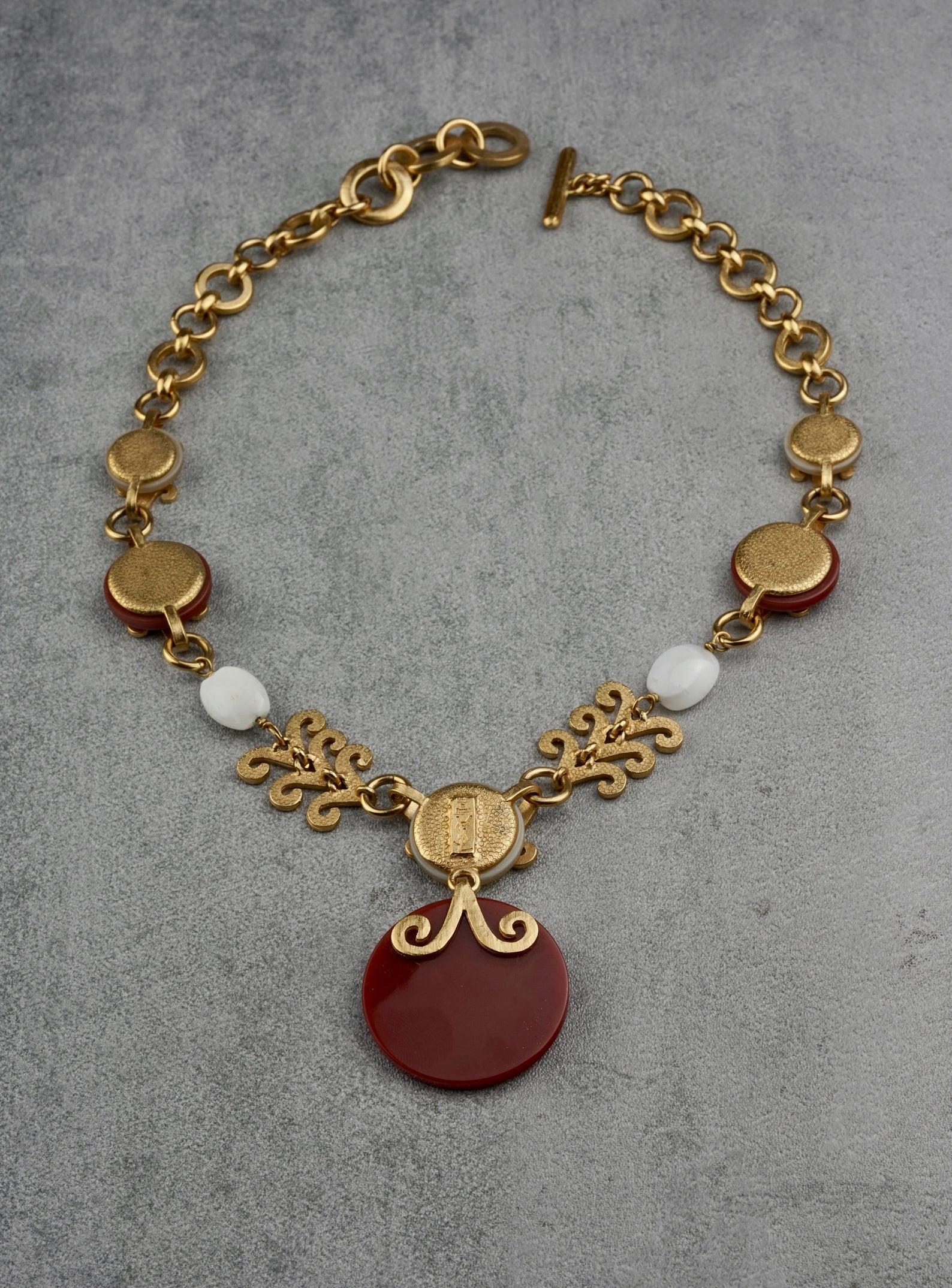Vintage YVES SAINT LAURENT Ysl Intricate Medallion Necklace For Sale 5