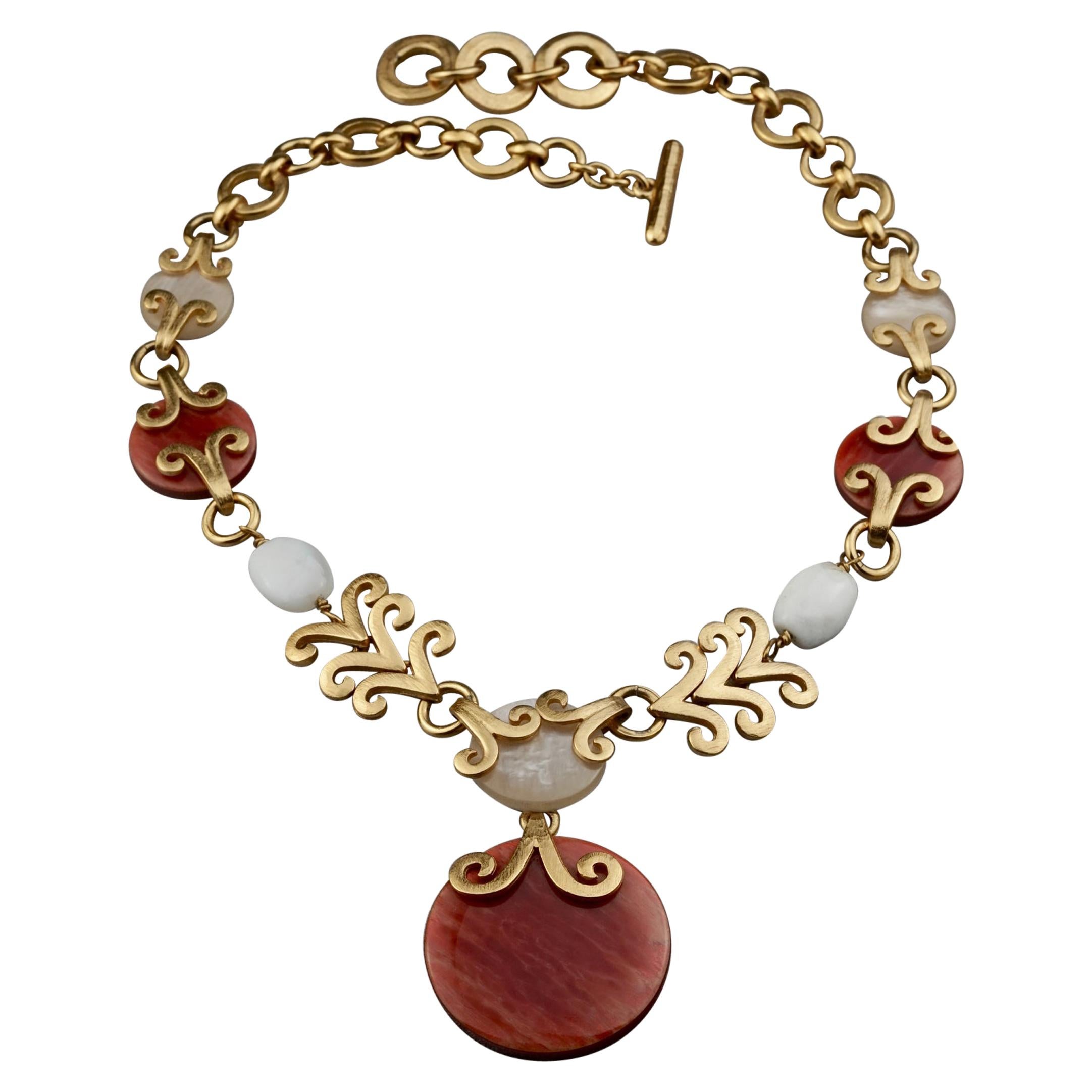 Vintage YVES SAINT LAURENT Ysl Intricate Medallion Necklace For Sale