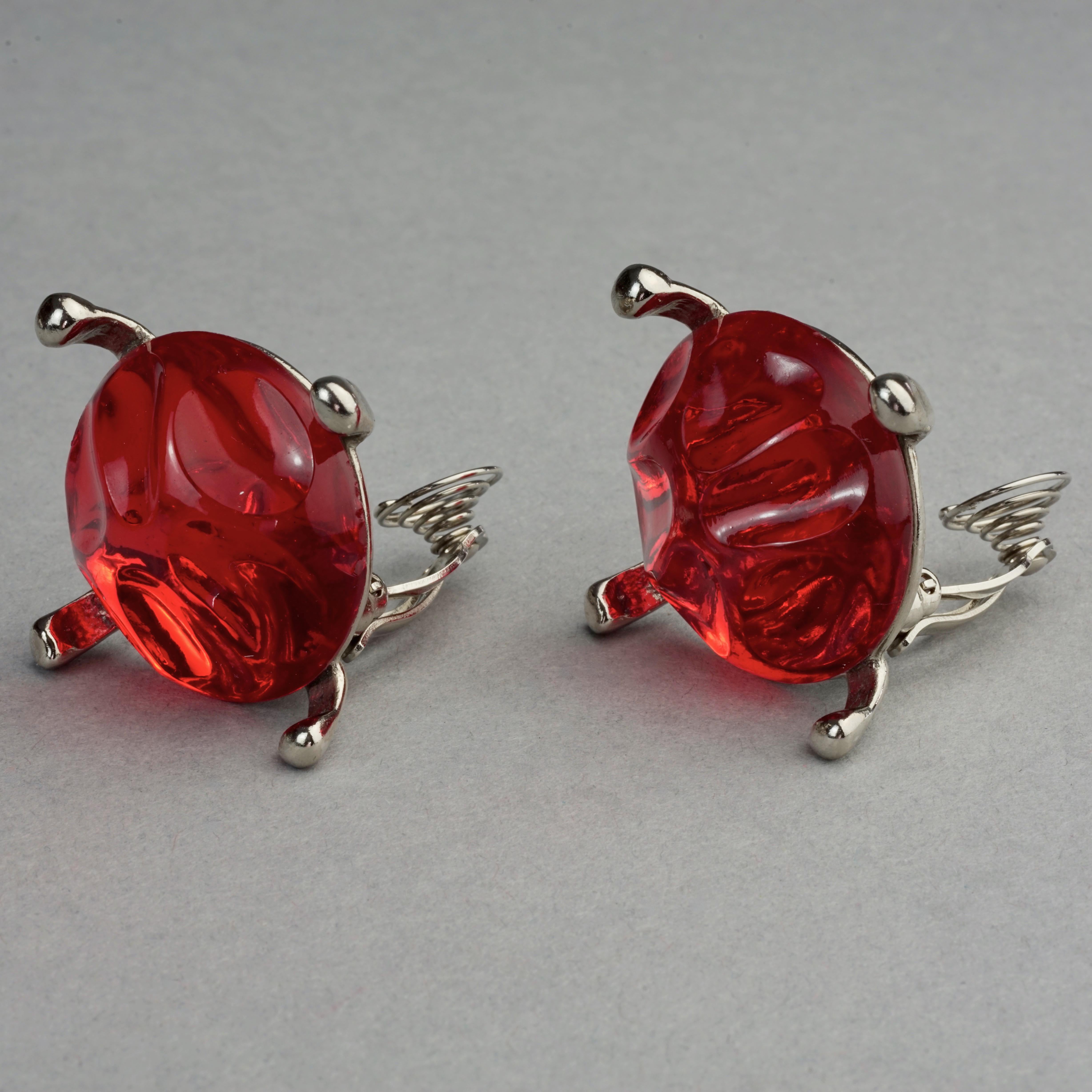 Women's Vintage YVES SAINT LAURENT Ysl Irregular Red Glass Cabochon Earrings For Sale