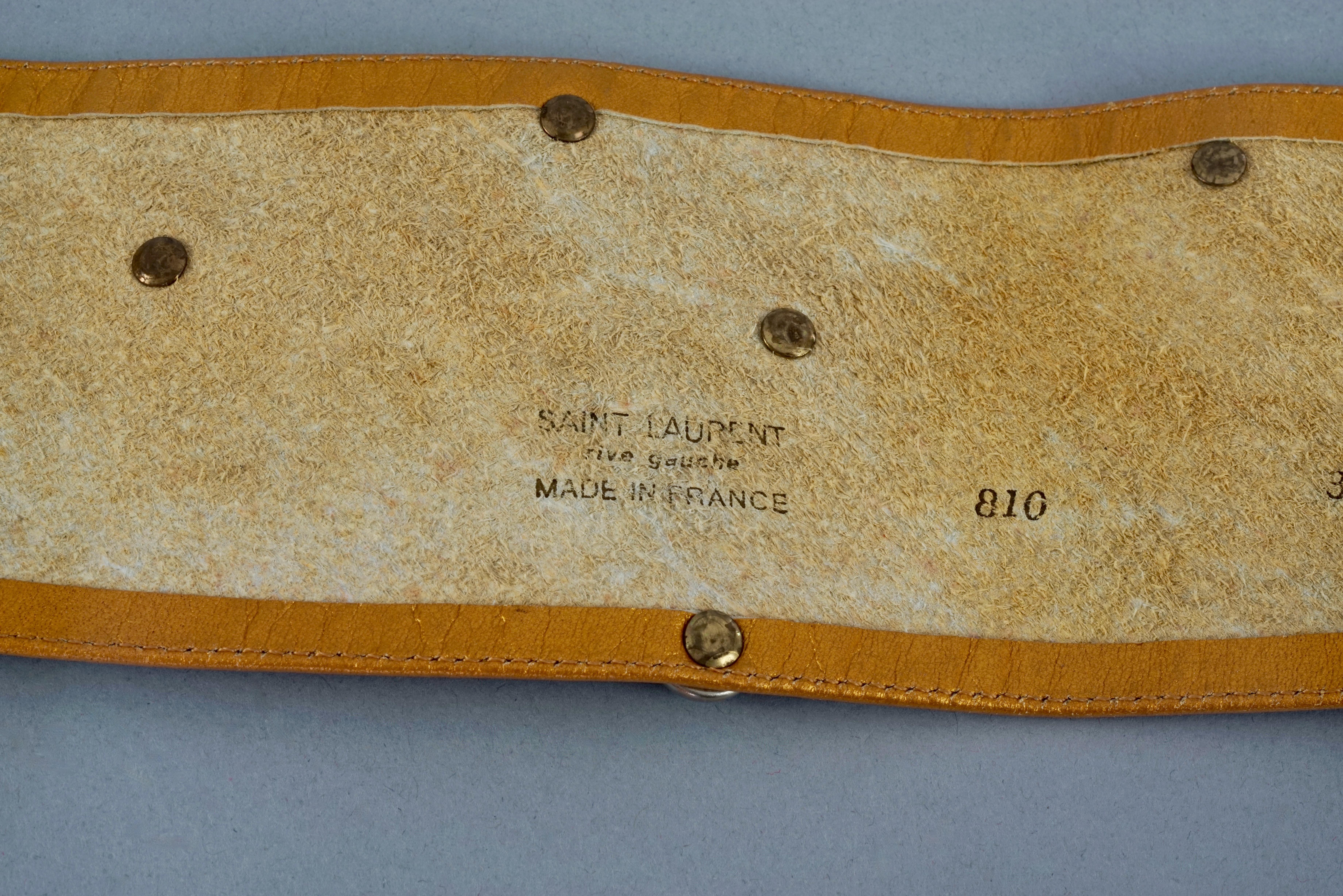 Vintage YVES SAINT LAURENT Ysl Jewel Studded Metallic Wide Leather Belt For Sale 3