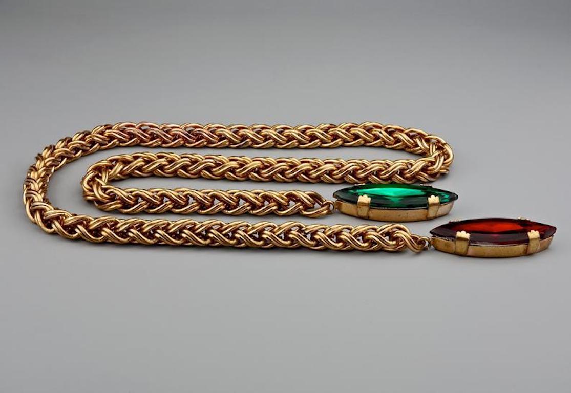 Women's Vintage YVES SAINT LAURENT Ysl Jeweled Lariat Necklace
