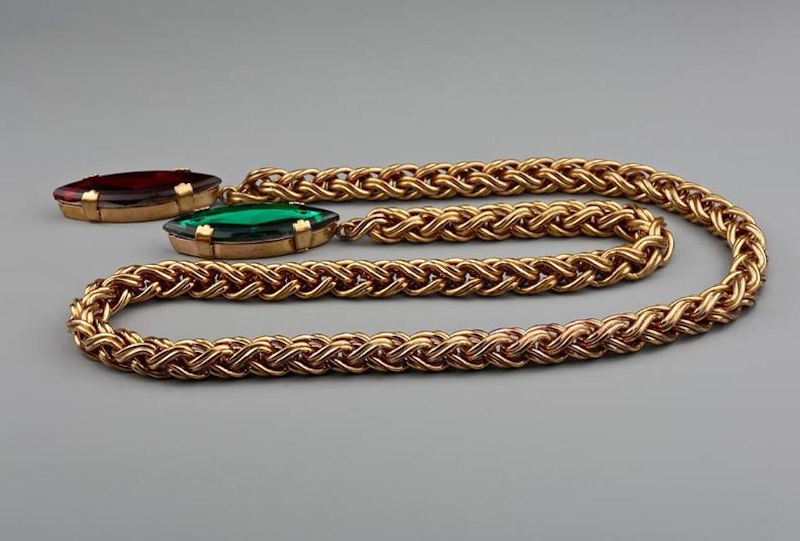 Vintage YVES SAINT LAURENT Ysl Jeweled Lariat Necklace 1