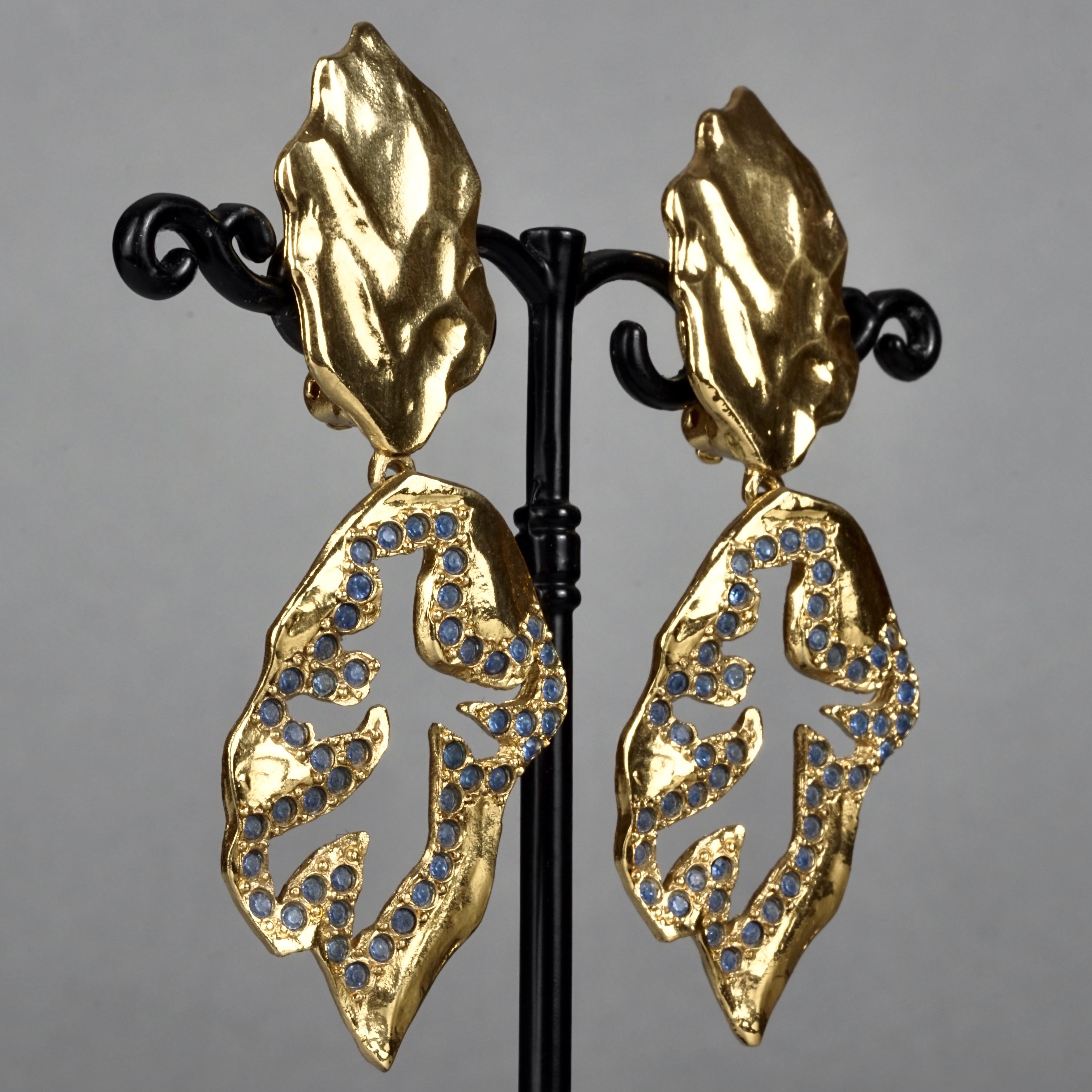 Women's Vintage YVES SAINT LAURENT Ysl  Jeweled Openwork Leaf Dangling Earrings