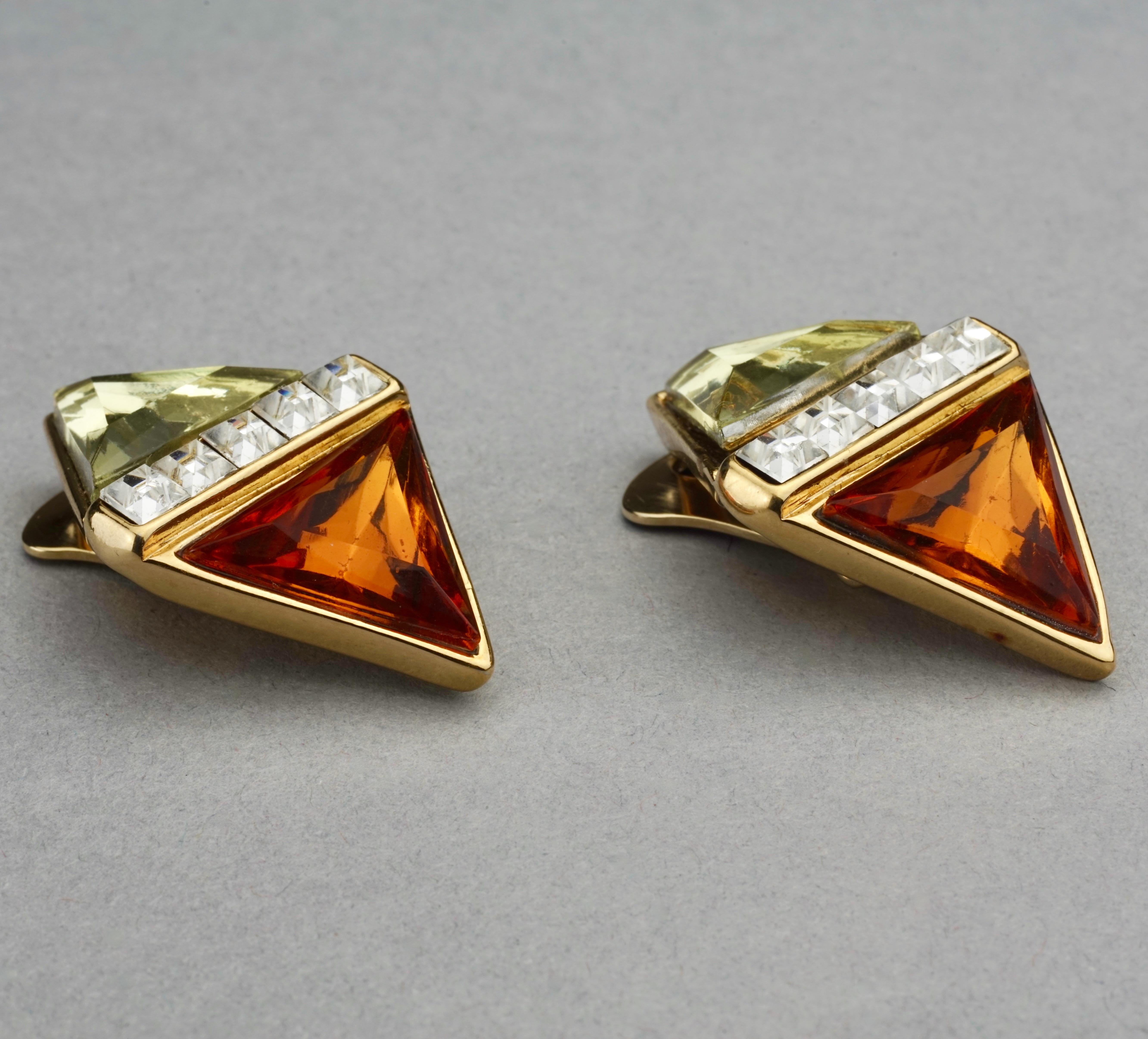 Vintage YVES SAINT LAURENT Ysl Jewelled Diamond Earrings In Excellent Condition In Kingersheim, Alsace