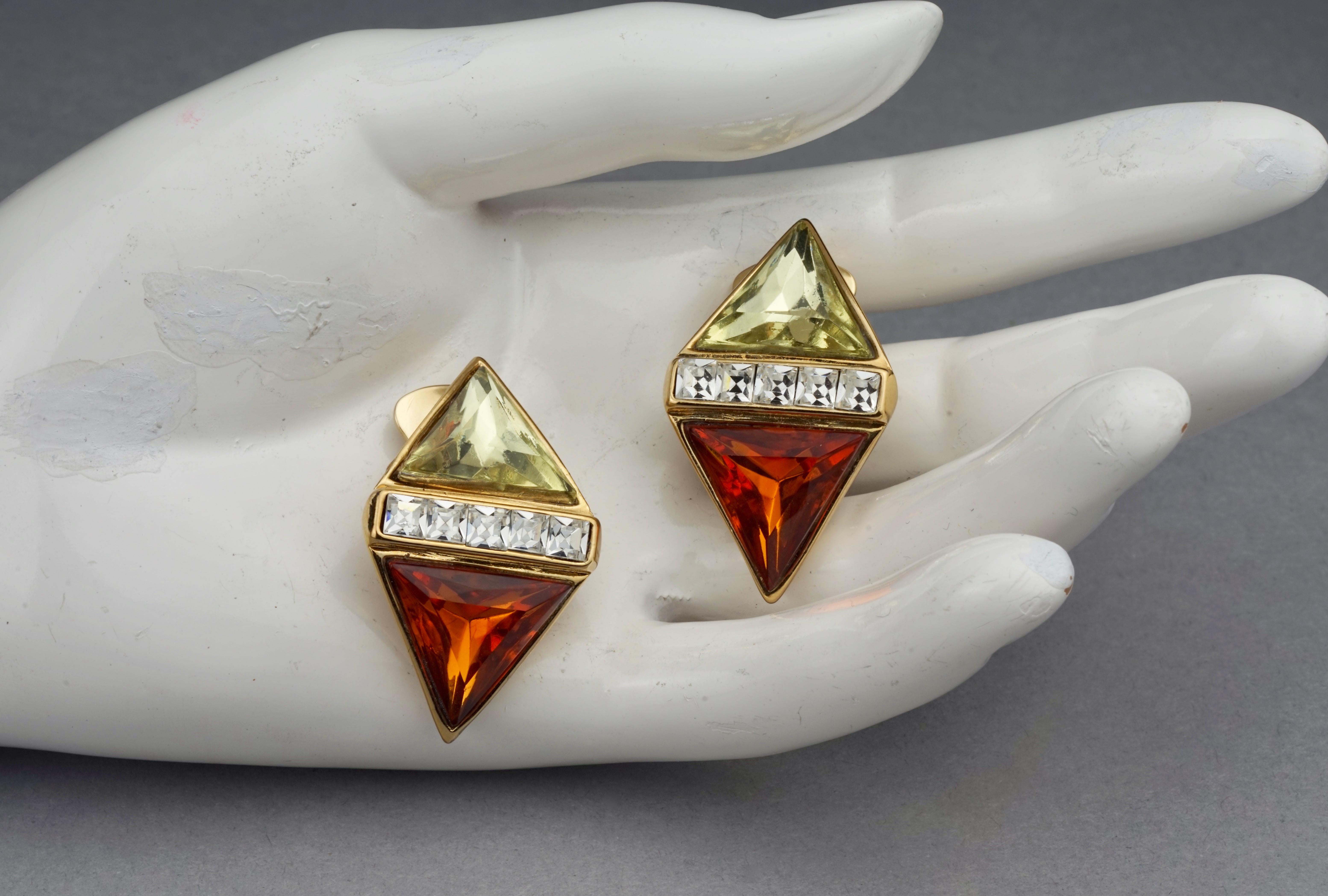 Vintage YVES SAINT LAURENT Ysl Jewelled Diamond Earrings 3