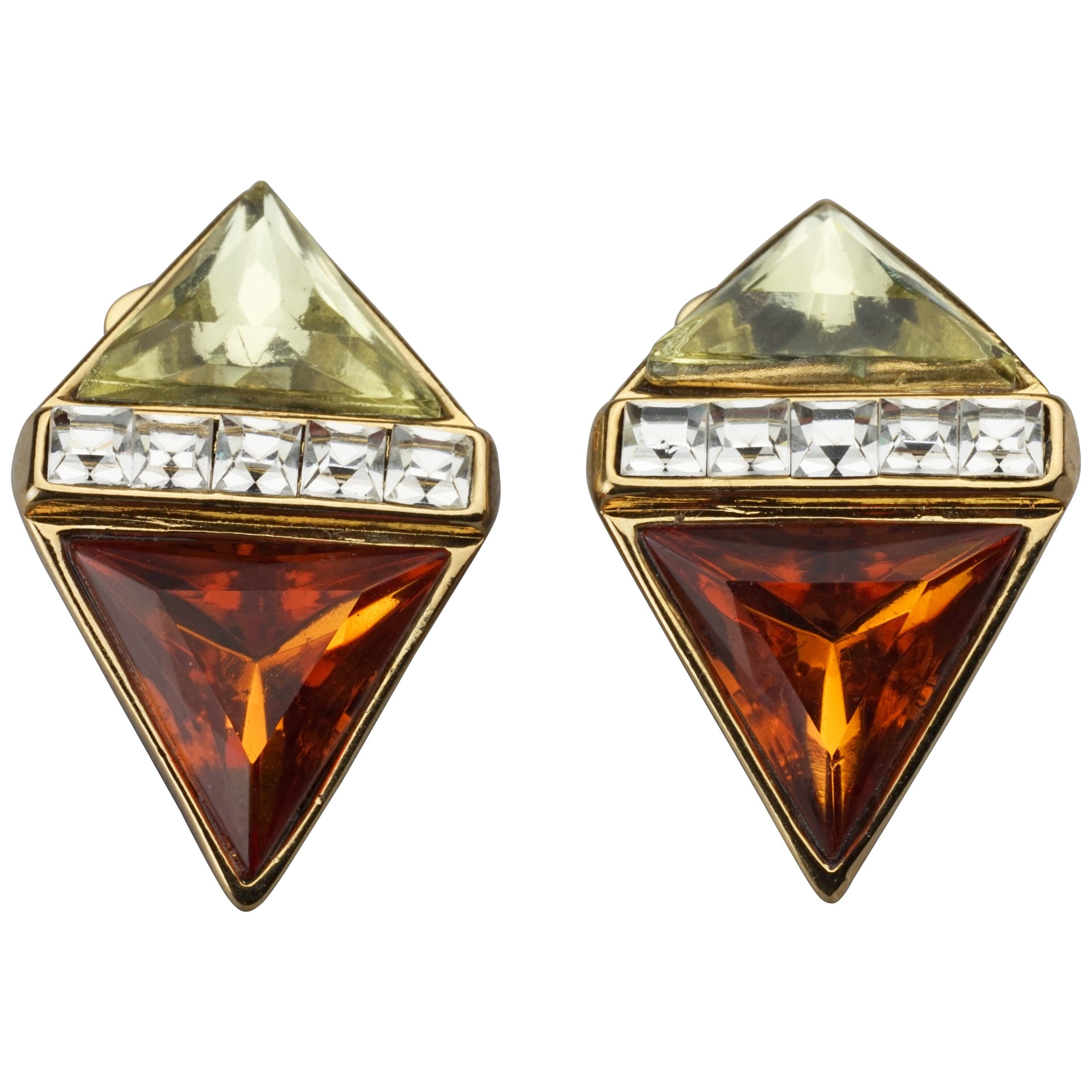 Vintage YVES SAINT LAURENT Ysl Jewelled Diamond Earrings