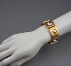 Bracelet vintage YVES SAINT LAURENT Ysl à maillons carrés ornés de bijoux