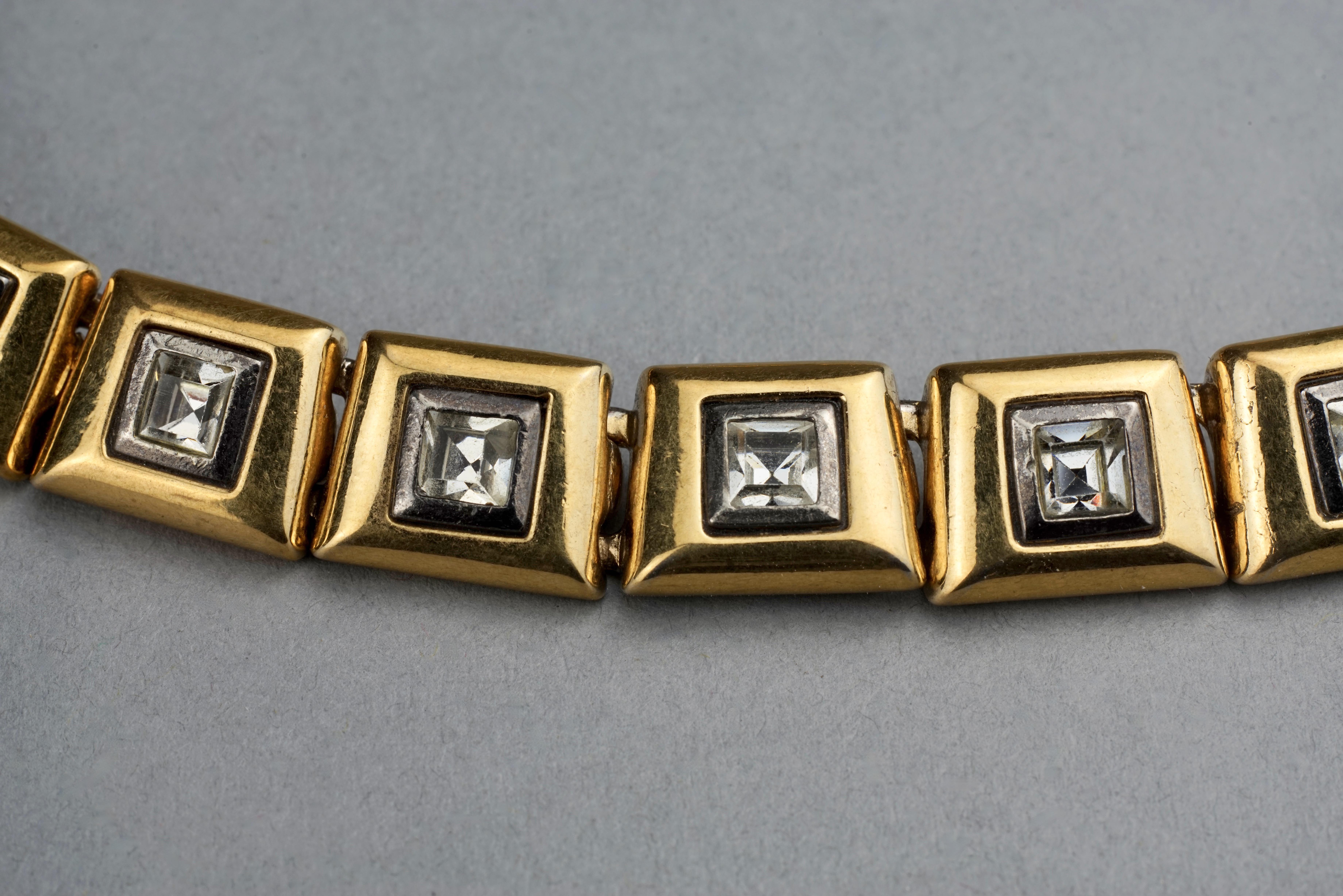 Women's Vintage YVES SAINT LAURENT Ysl Jewelled Square Link Necklace For Sale