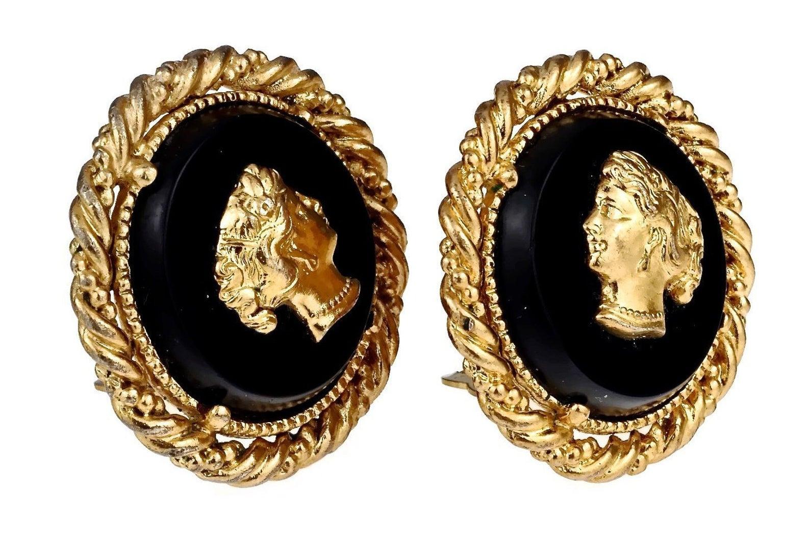  Boucles d'oreilles vintage YVES SAINT LAURENT Ysl camée profil de femme Pour femmes 