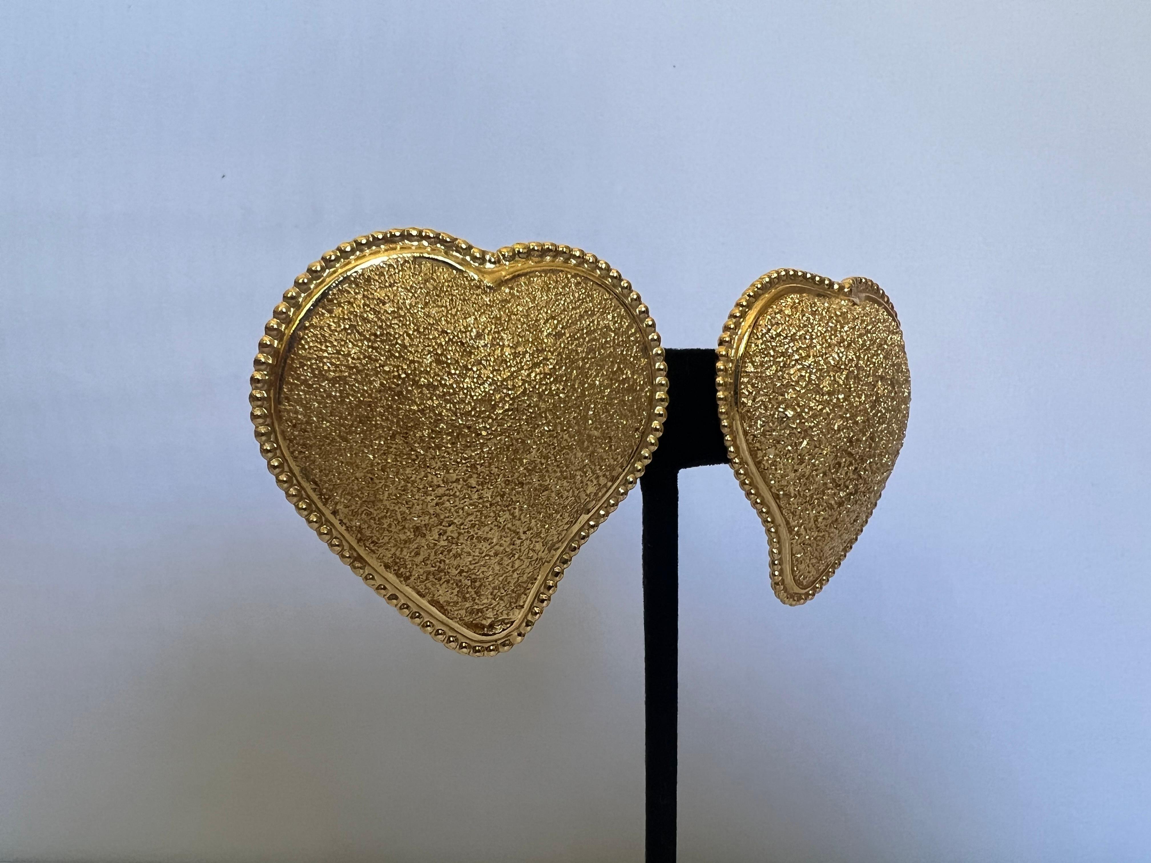 Artisan Vintage Yves Saint Laurent (YSL) Large Textured Gold Earrings  For Sale