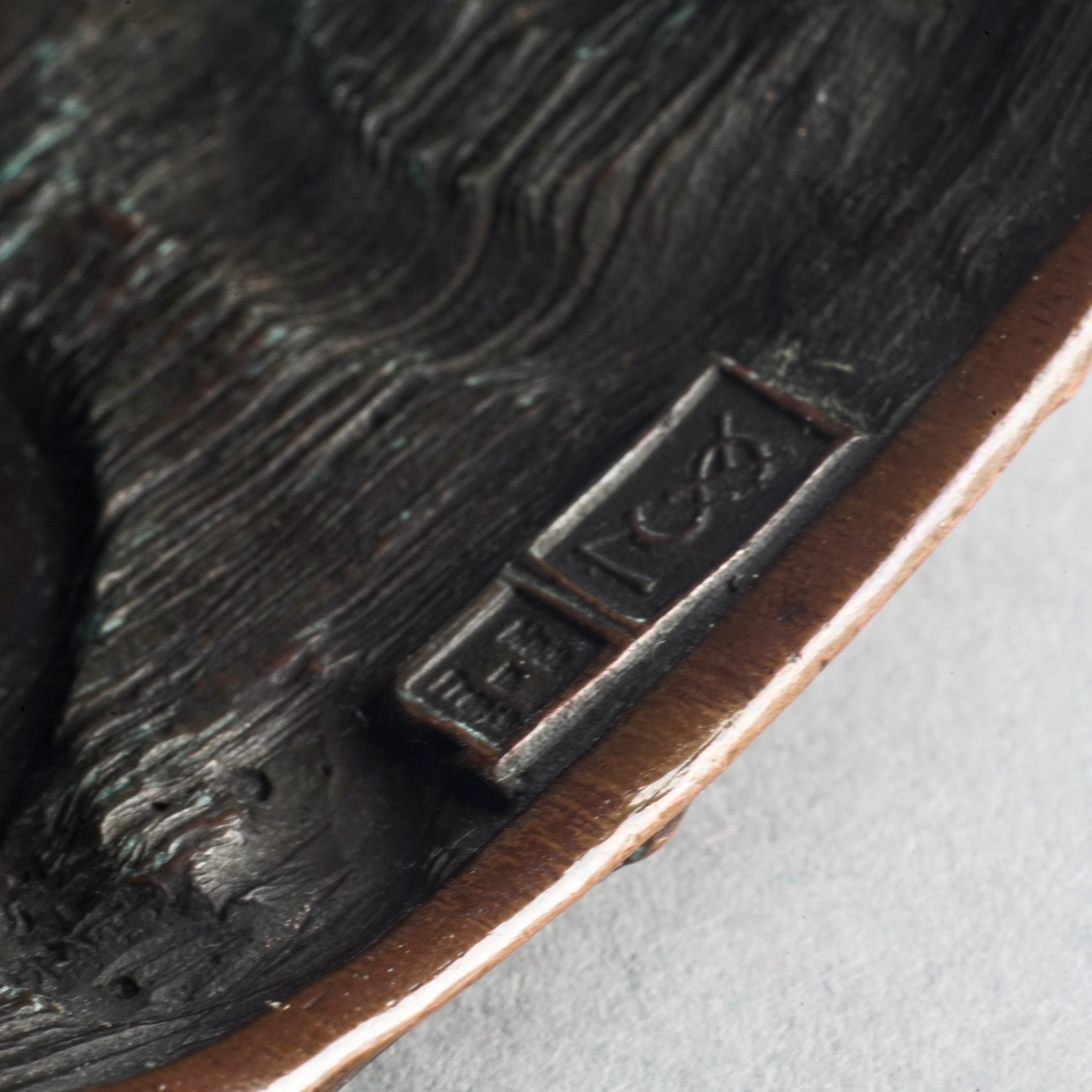 Vintage YVES SAINT LAURENT Ysl Lava Textured Rhinestone Bronze Cuff Bracelet For Sale 5