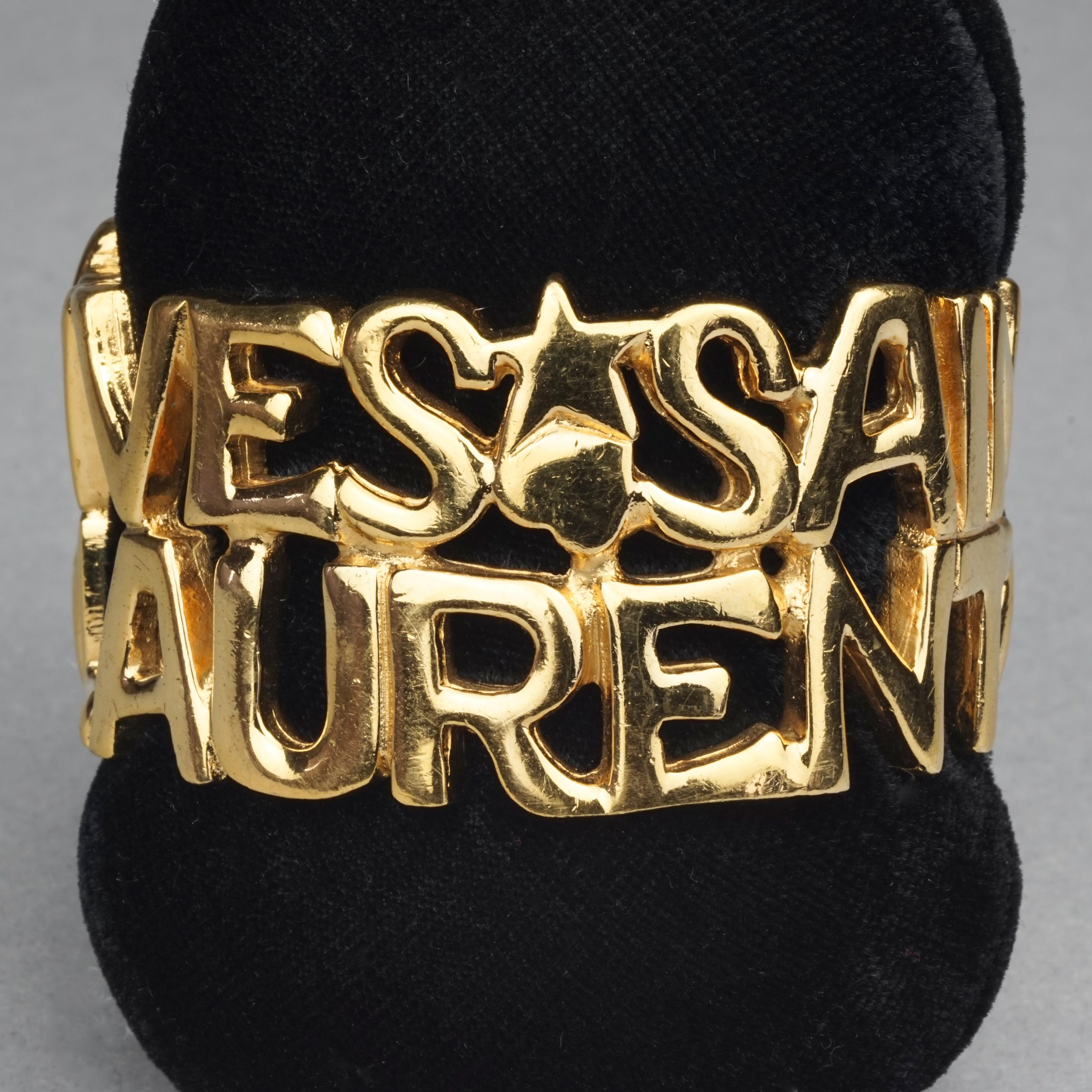 Vintage YVES SAINT LAURENT Ysl Letter Heart Bracelet Cuff For Sale 