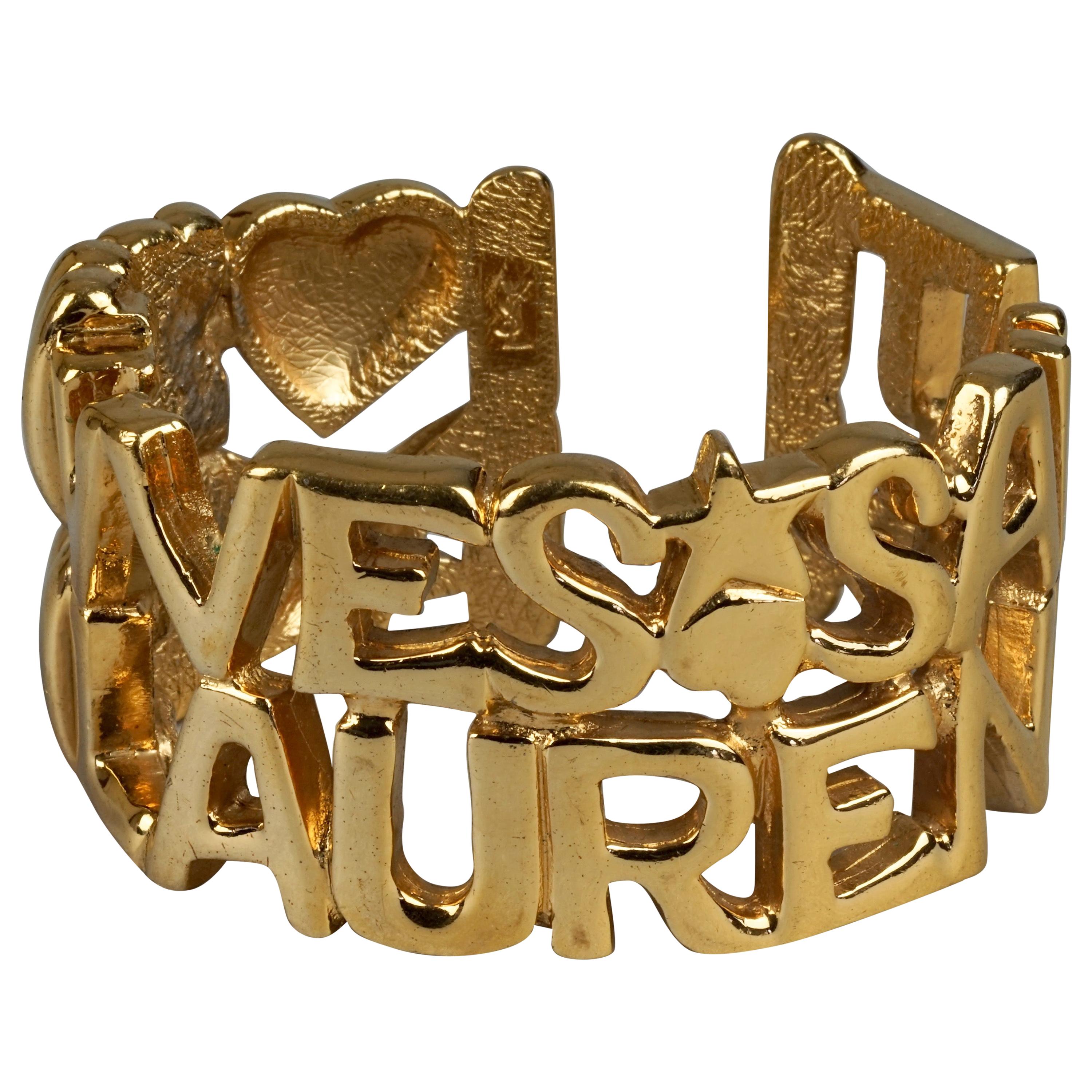 Vintage YVES SAINT LAURENT Ysl Letter Heart Bracelet Cuff