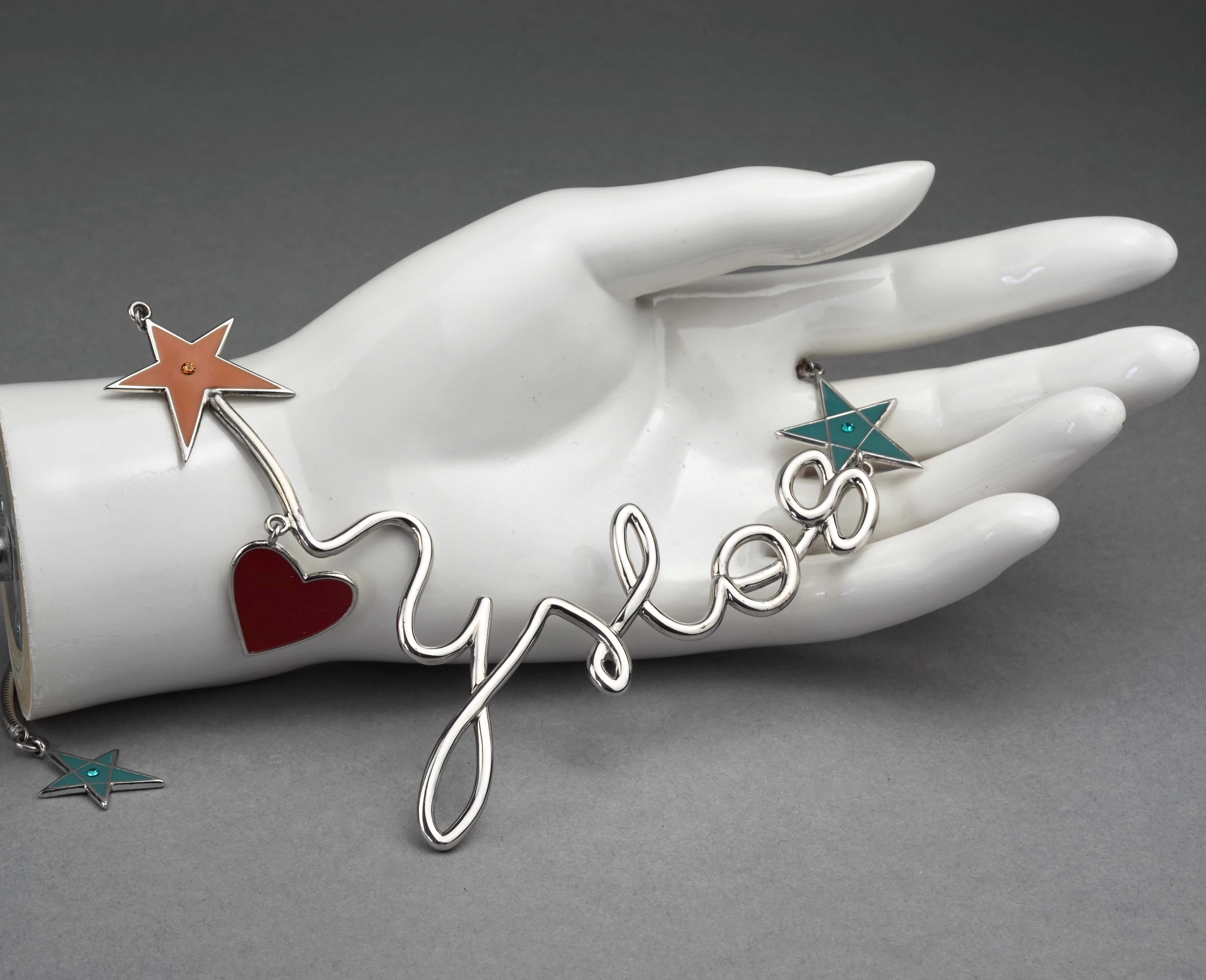 Women's Vintage YVES SAINT LAURENT Ysl Logo Cursive Pop Heart Star Necklace For Sale