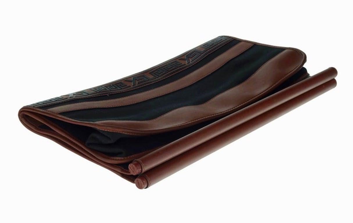 Black Vintage YVES SAINT LAURENT Ysl Logo Foldable Envelope Leather Clutch Bag