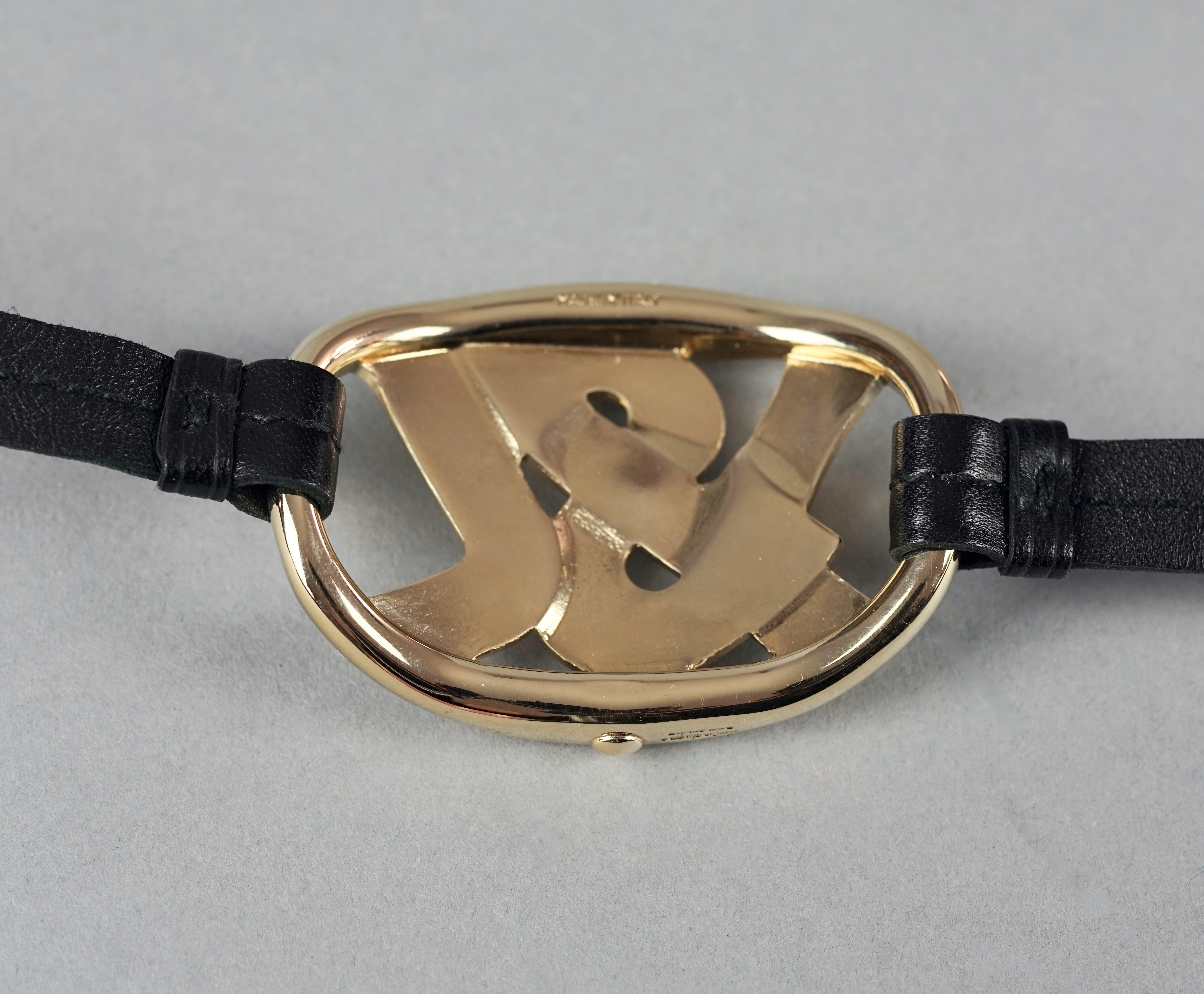 Vintage YVES SAINT LAURENT Ysl Logo Leather Strap Bracelet Necklace Belt 3
