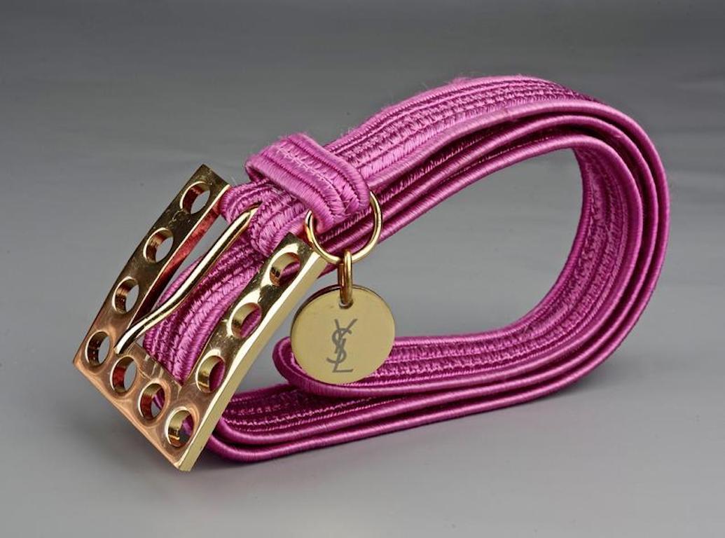 Women's Vintage YVES SAINT LAURENT Ysl Logo Pink Passementerie Belt