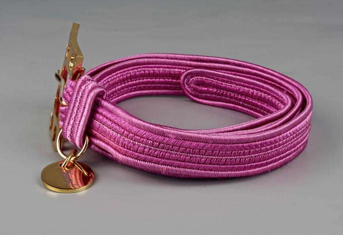 Vintage YVES SAINT LAURENT Ysl Logo Pink Passementerie Belt 1