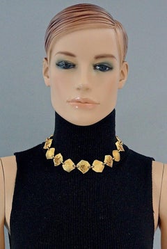 Vintage YVES SAINT LAURENT Ysl Logo Ribbed Necklace