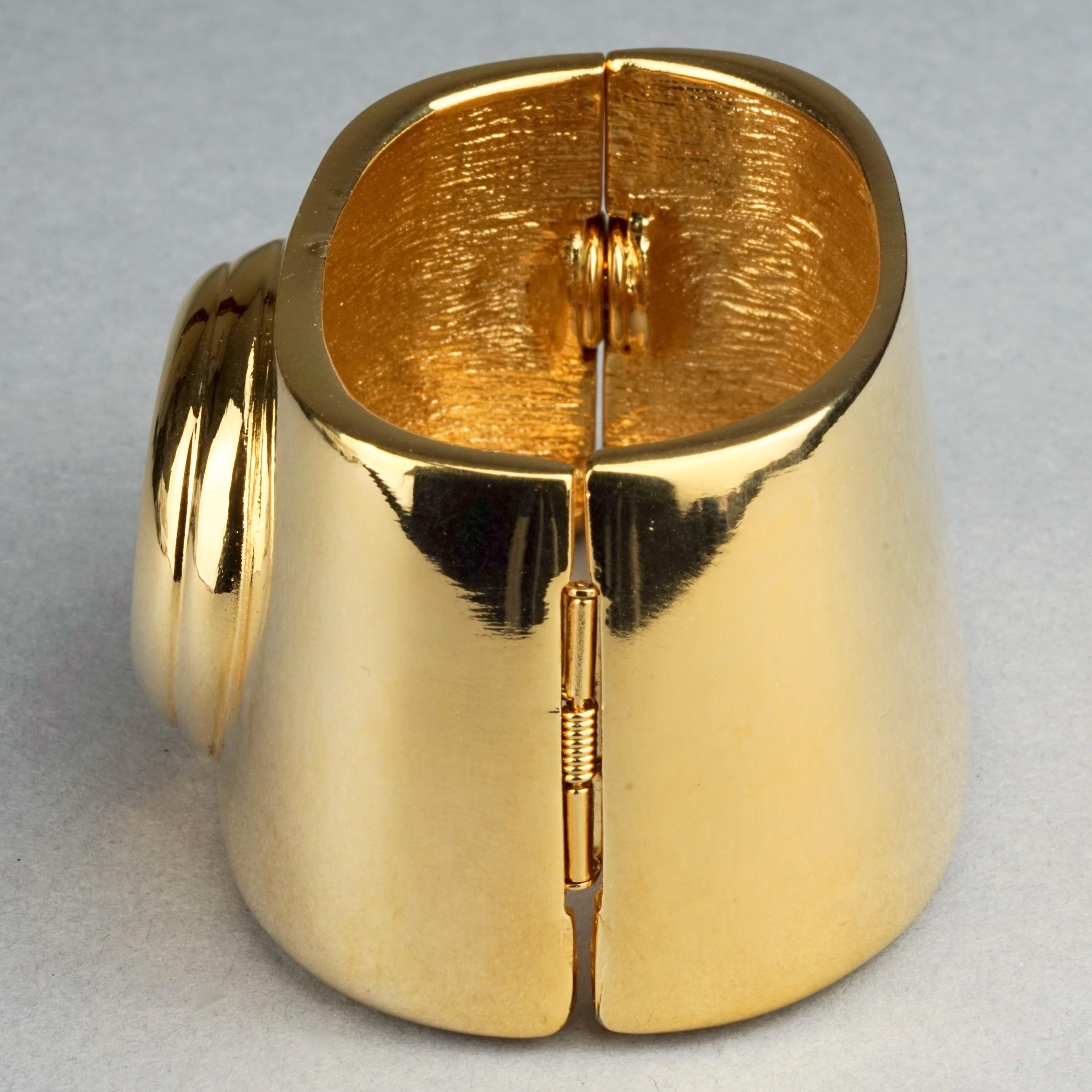 Vintage YVES SAINT LAURENT Ysl Logo Space Age Watch Clamper Cuff Bracelet In Excellent Condition In Kingersheim, Alsace