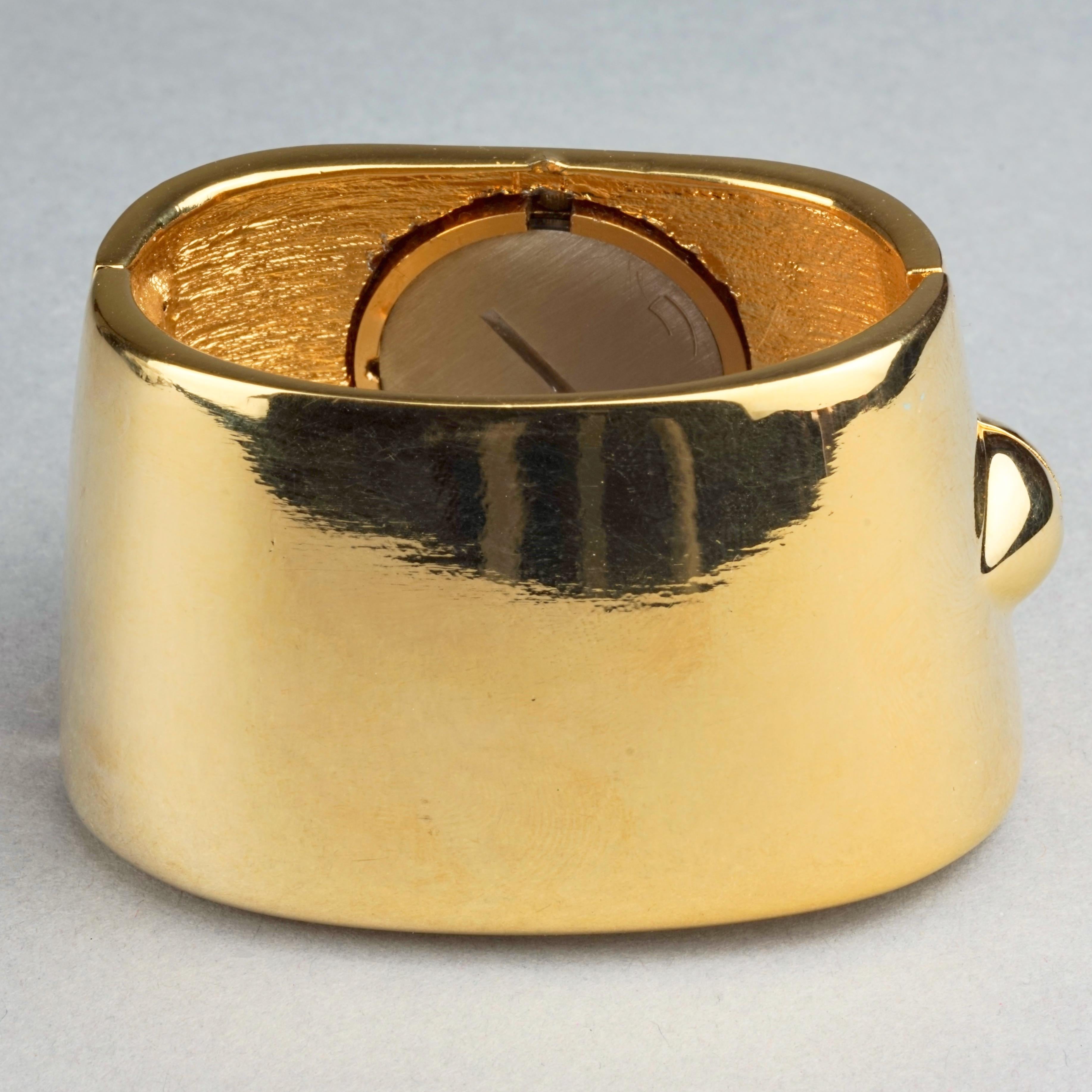 Women's Vintage YVES SAINT LAURENT Ysl Logo Space Age Watch Clamper Cuff Bracelet