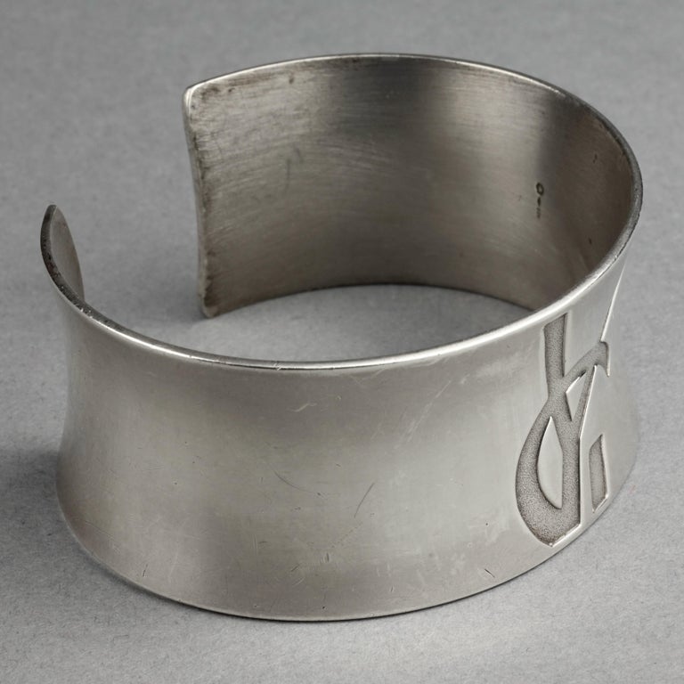 Vintage YVES SAINT LAURENT Ysl Logo Sterling Silver Cuff Bracelet For