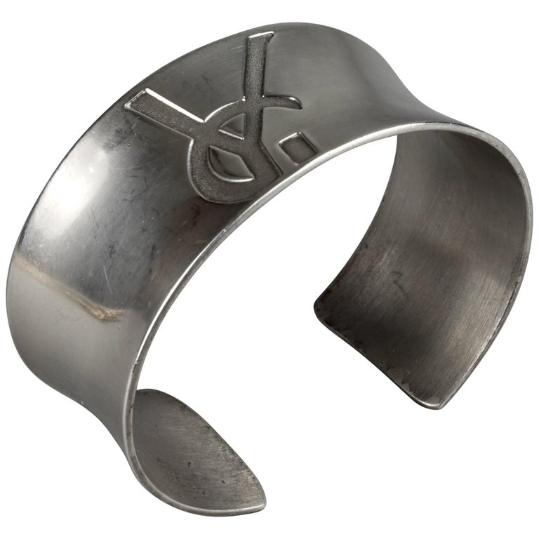 Ysl cuff bracelet silver Clearance