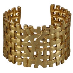 Vintage YVES SAINT LAURENT Ysl Logo Woven Cuff Bracelet