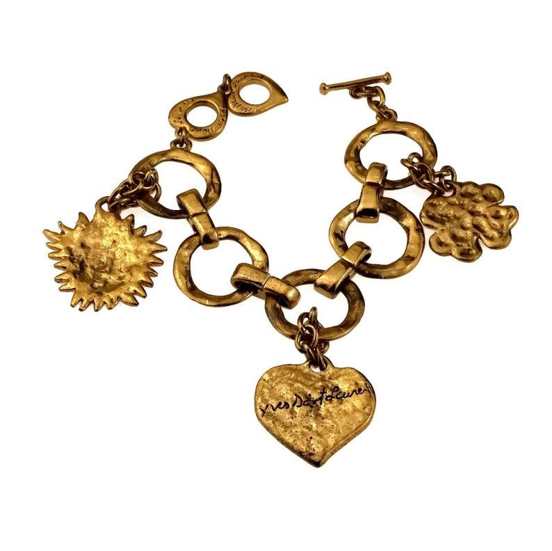 Women's Vintage YVES SAINT LAURENT Ysl Love by Robert Goossens Sun Clover Heart Charm Br
