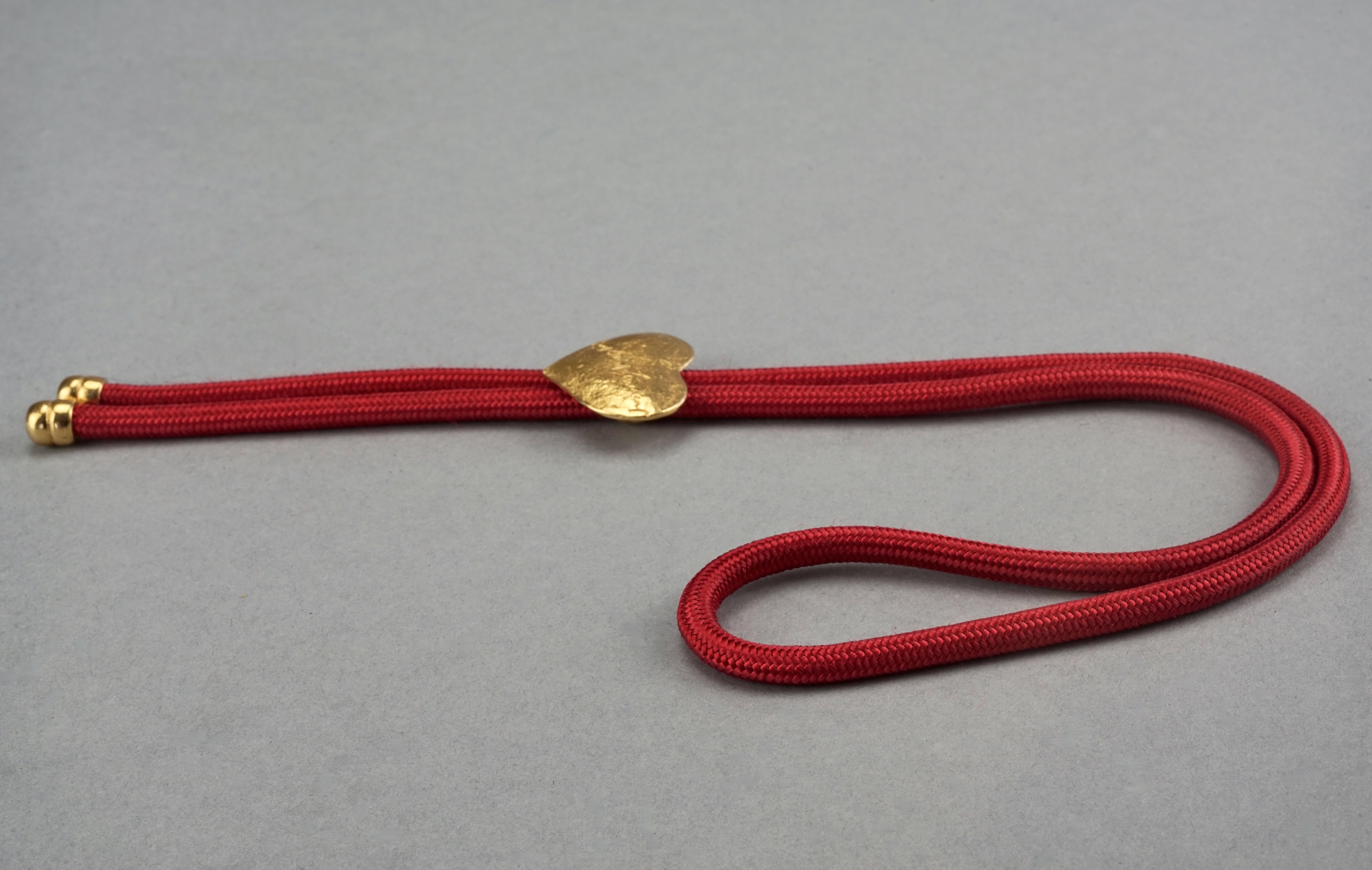 Women's Vintage YVES SAINT LAURENT Ysl Love Heart Red Lariat Rope Necklace