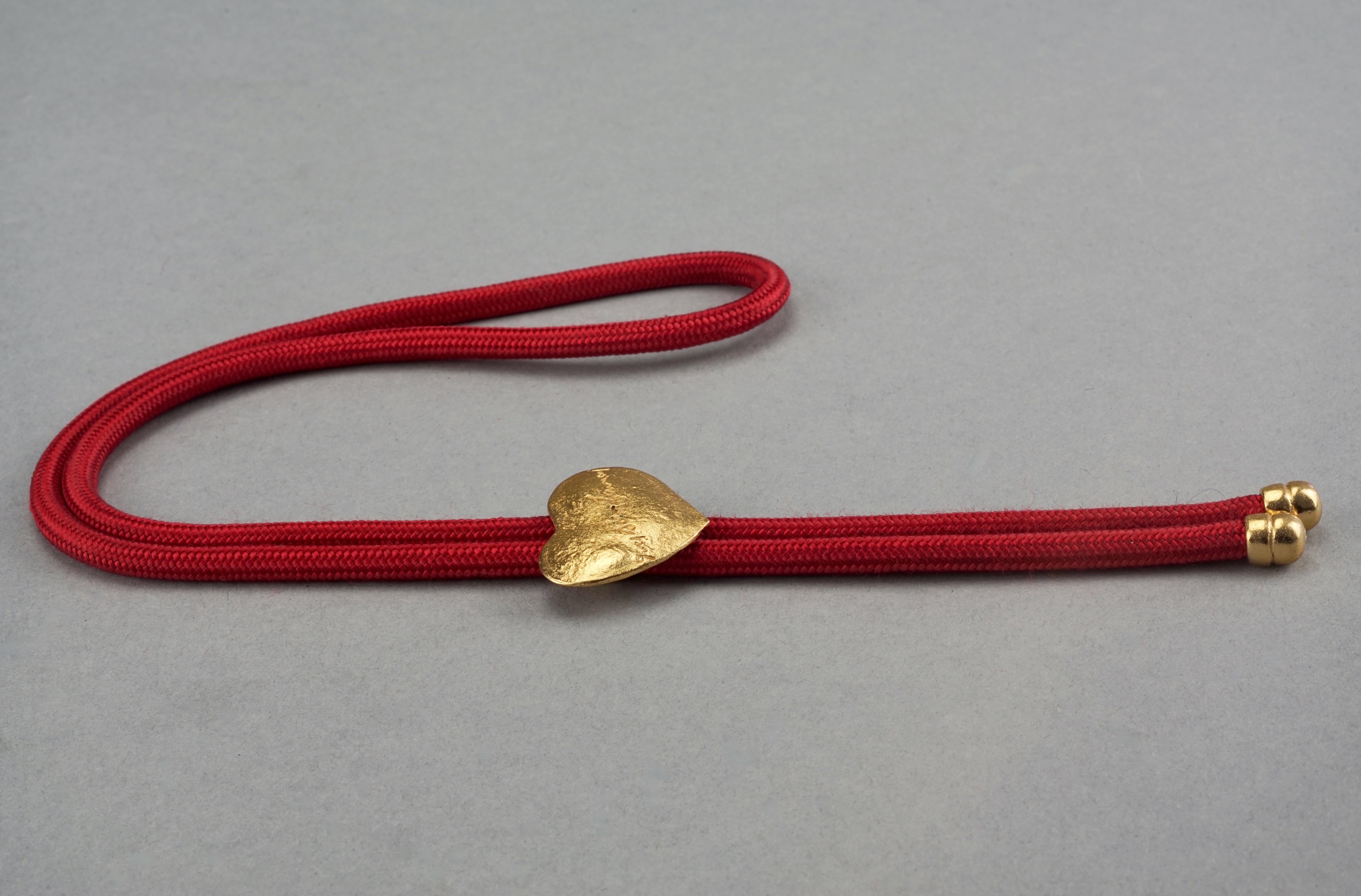 Vintage YVES SAINT LAURENT Ysl Love Heart Red Lariat Rope Necklace 1