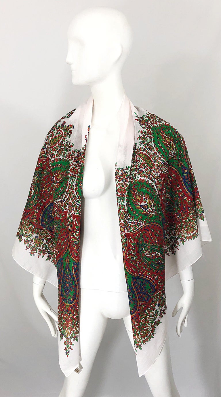 Vintage Yves Saint Laurent YSL Massive Hand Painted Paisley Cotton