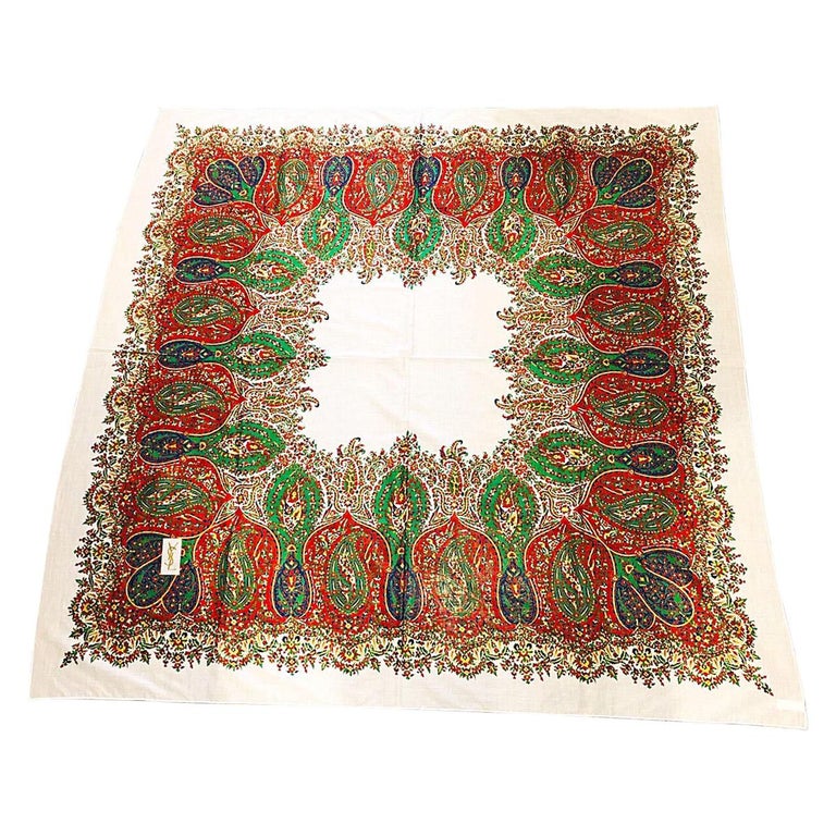 Vintage Yves Saint Laurent YSL Sciarpa scialle in cotone Paisley