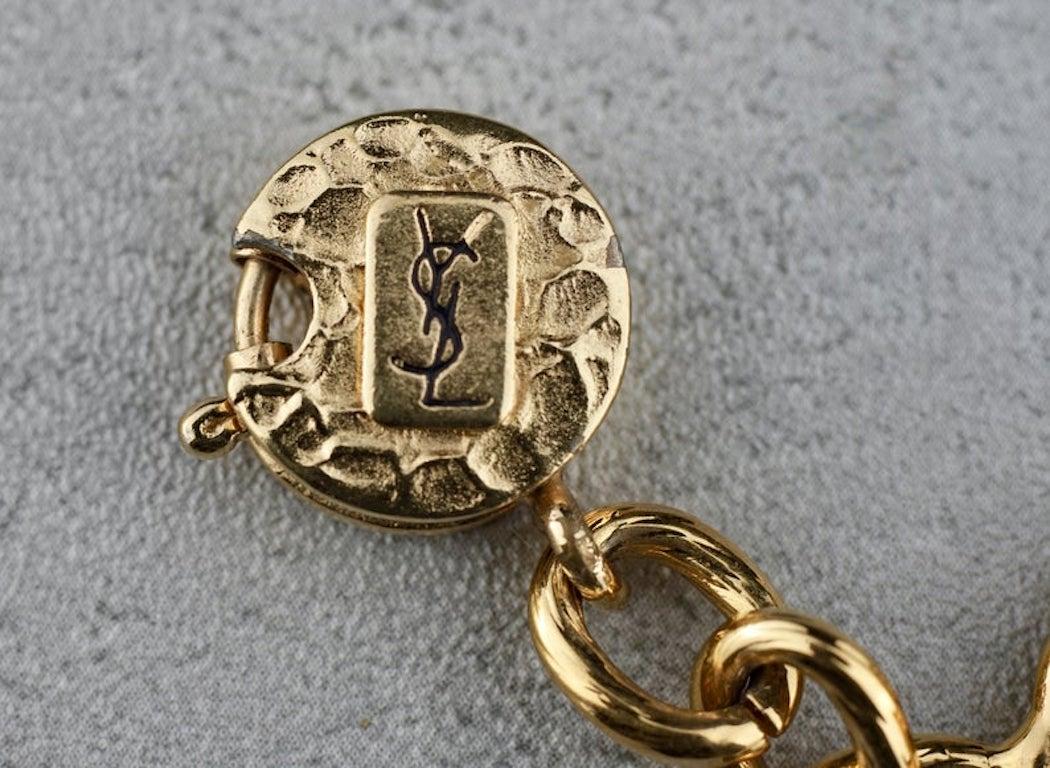 Vintage YVES SAINT LAURENT Ysl Medallion Link Choker Necklace 2