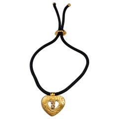 Vintage YVES SAINT LAURENT Ysl Monogram Heart Lariat Necklace
