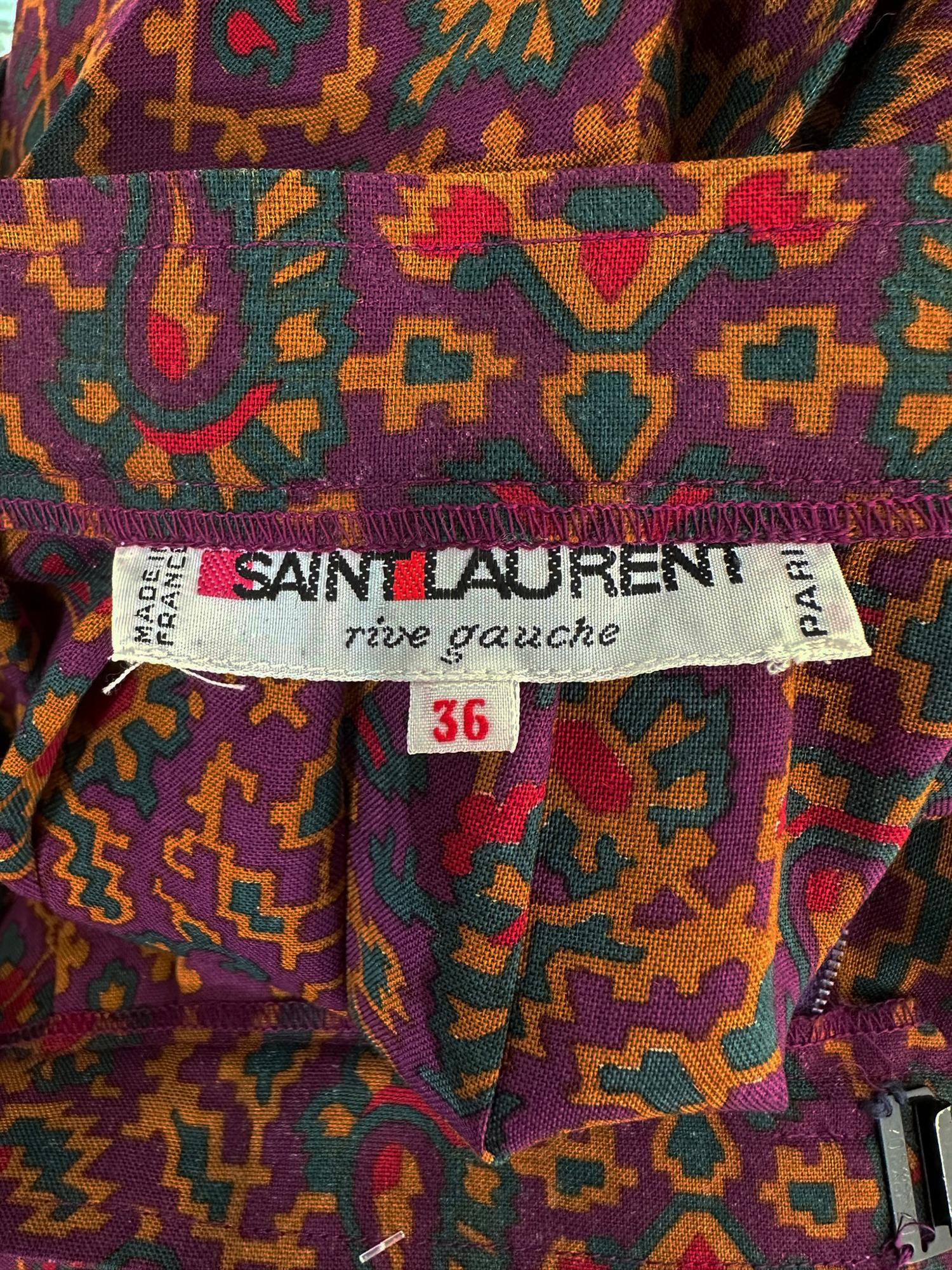 Vintage Yves Saint Laurent YSL Moorish print challis knife pleated skirt 1970s For Sale 11