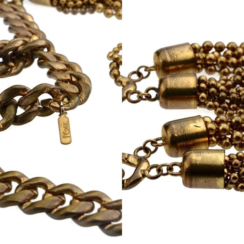 Vintage YVES SAINT LAURENT Ysl Multi Layer Chain Necklace For Sale 5
