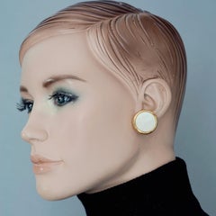 Vintage YVES SAINT LAURENT Ysl Nacre Disc Earrings