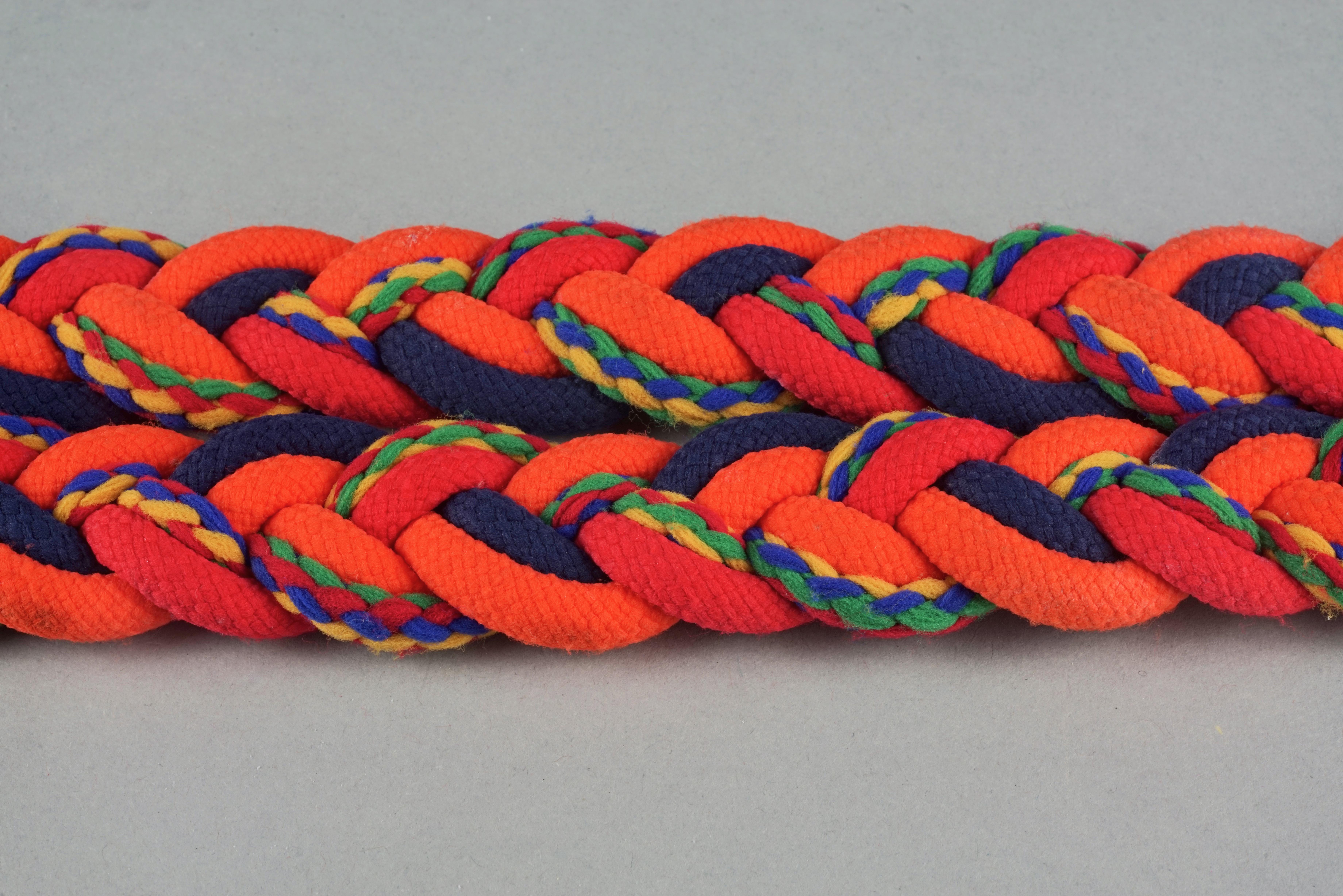 Ceinture passementerie vintage YVES SAINT LAURENT Ysl tissée néon de l'ère spatiale en vente 4