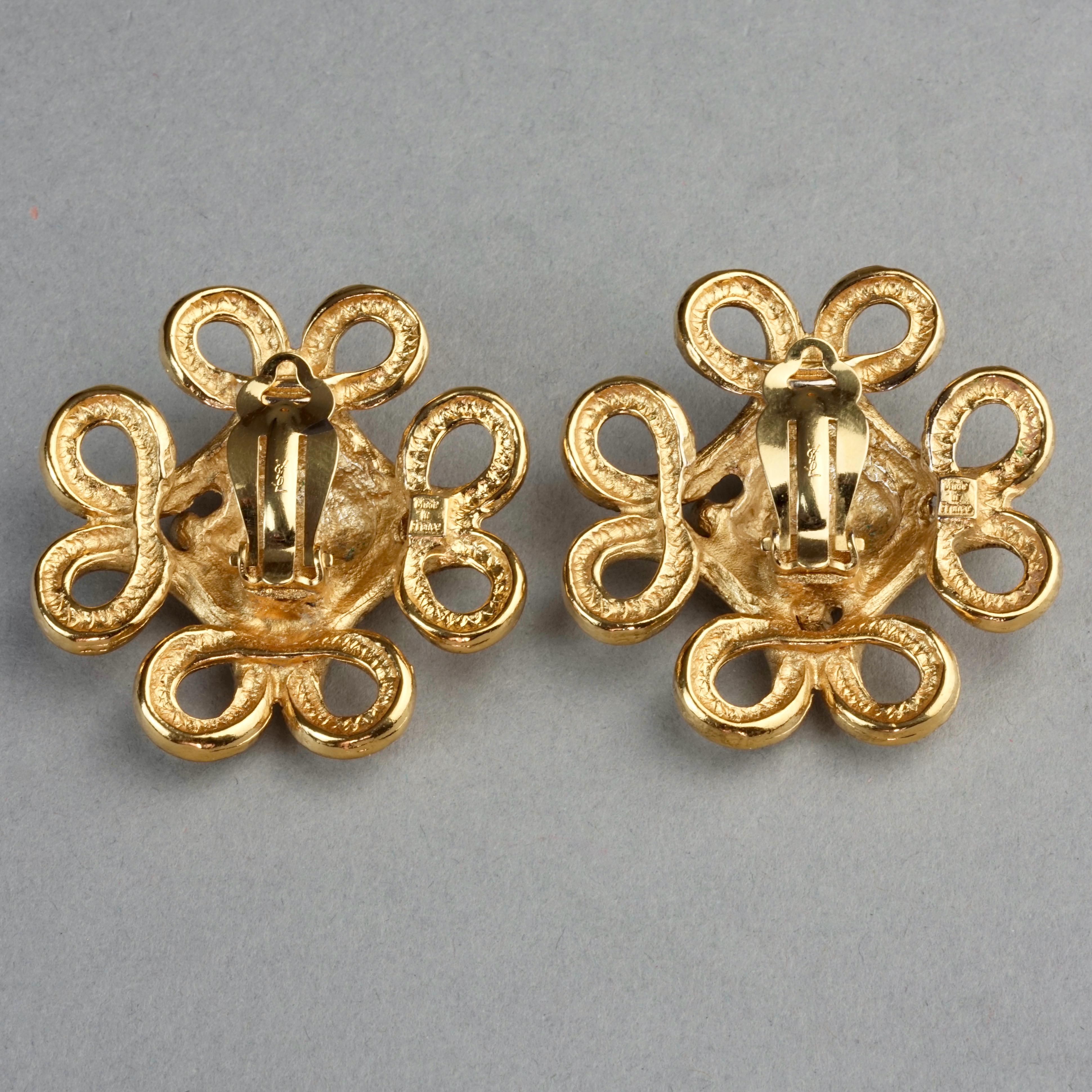 Vintage YVES SAINT LAURENT Ysl Nugget Loop Earrings For Sale 6