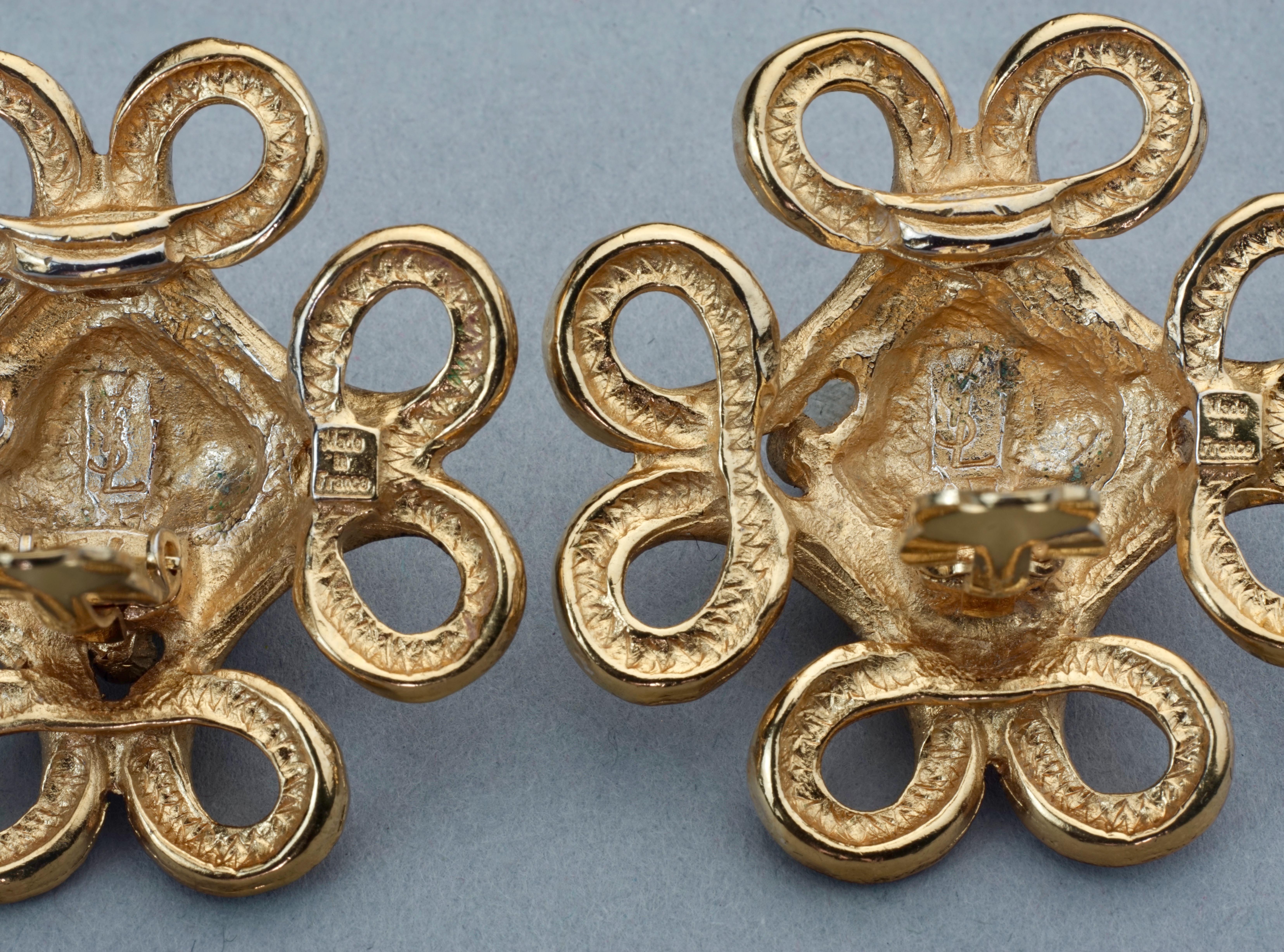 Vintage YVES SAINT LAURENT Ysl Nugget Loop Earrings For Sale 7