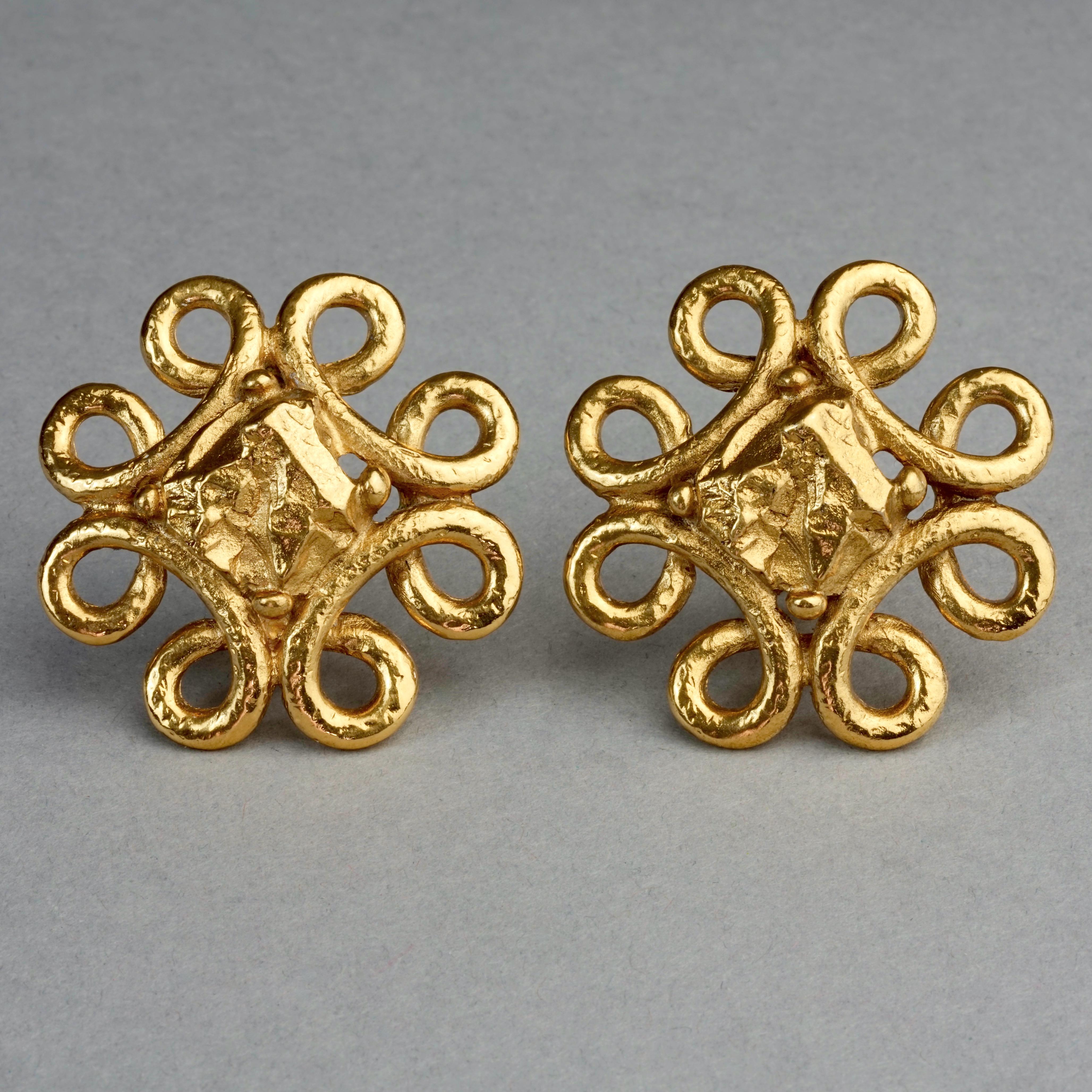 Vintage YVES SAINT LAURENT Ysl Nugget Loop Earrings For Sale 2
